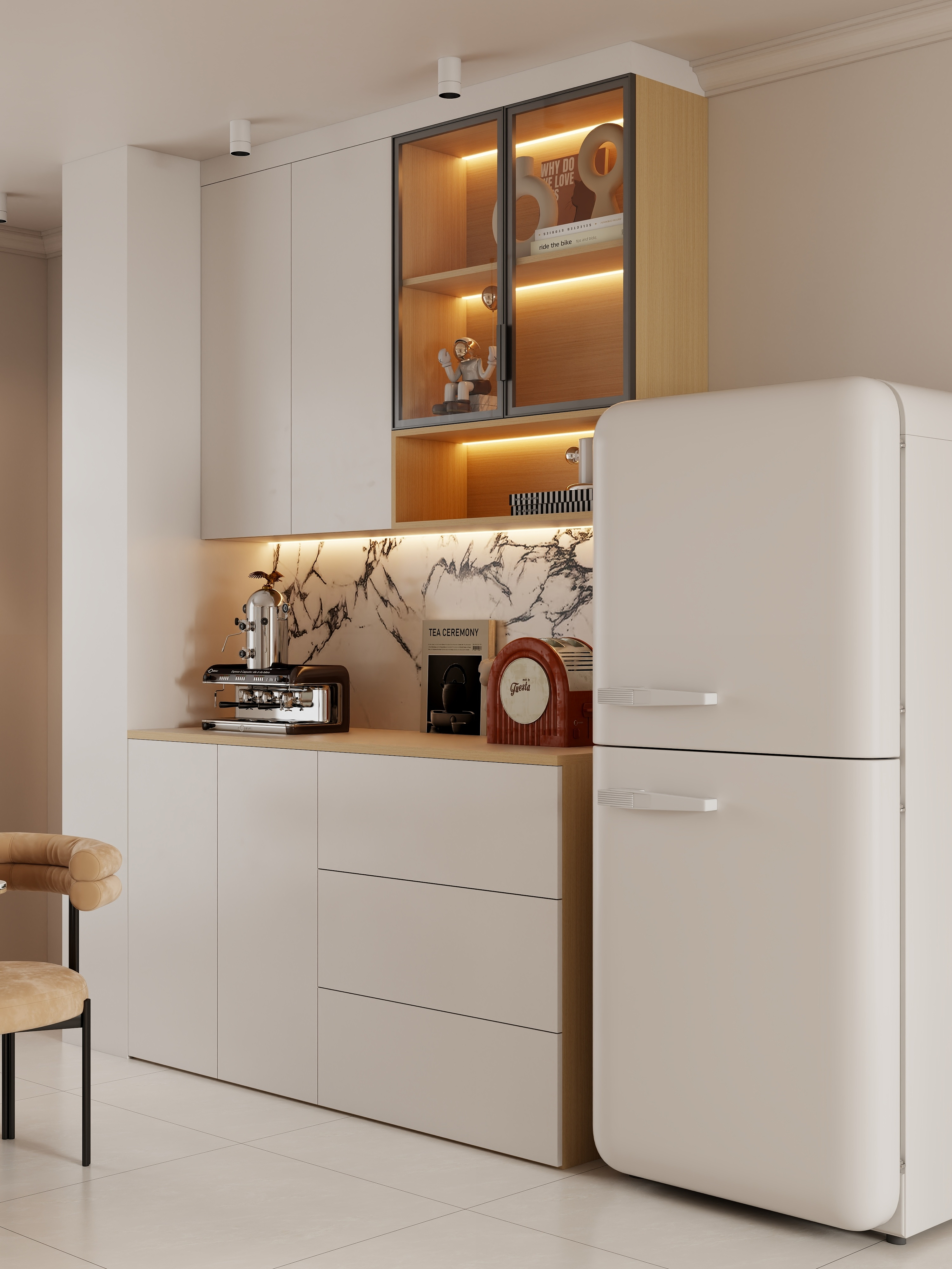 流年设计-效果图代画-大夫山尚东402-奶油风-装修设计方案