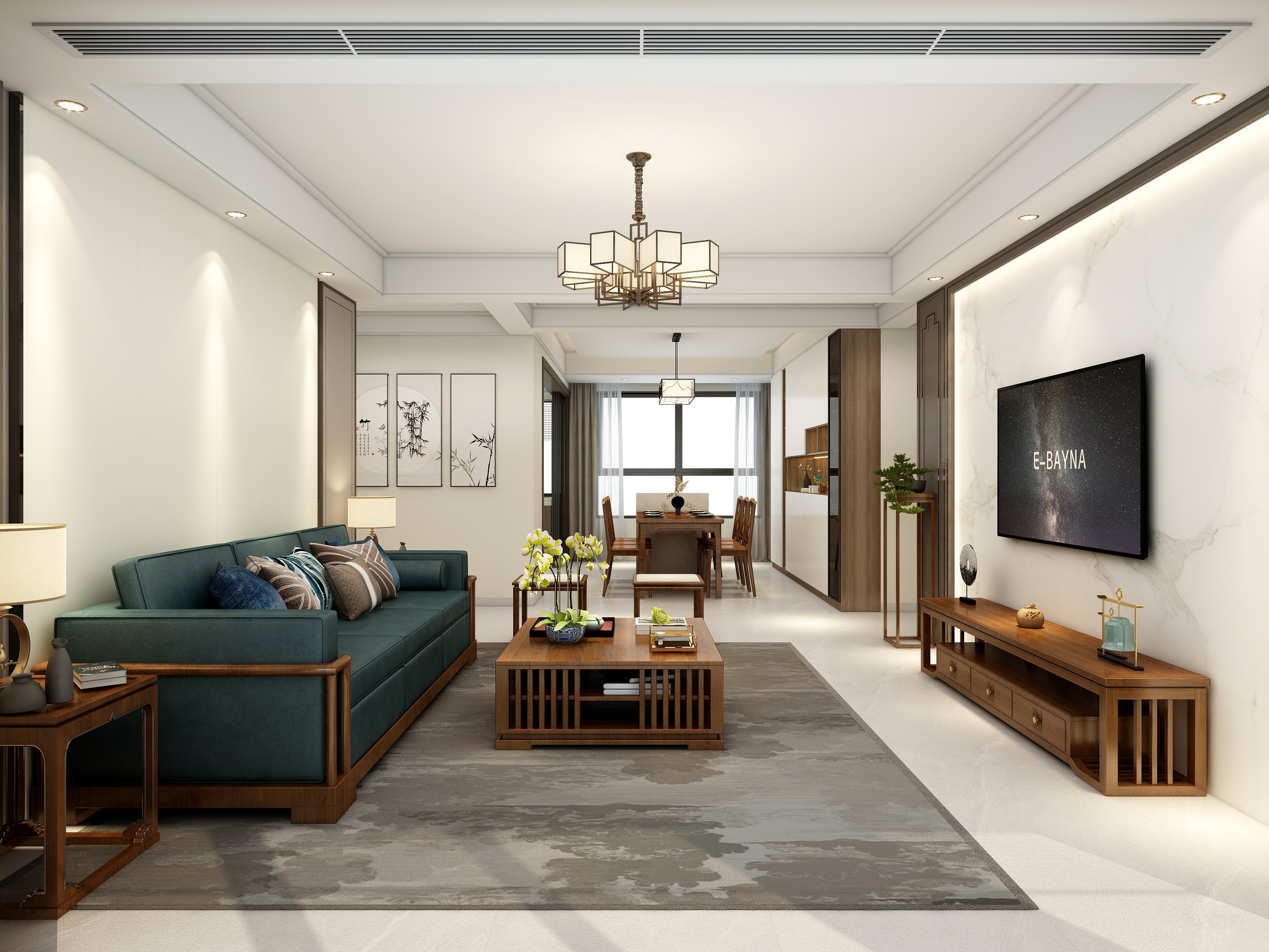 李立猛-181平四居《中式美学》装修效果图