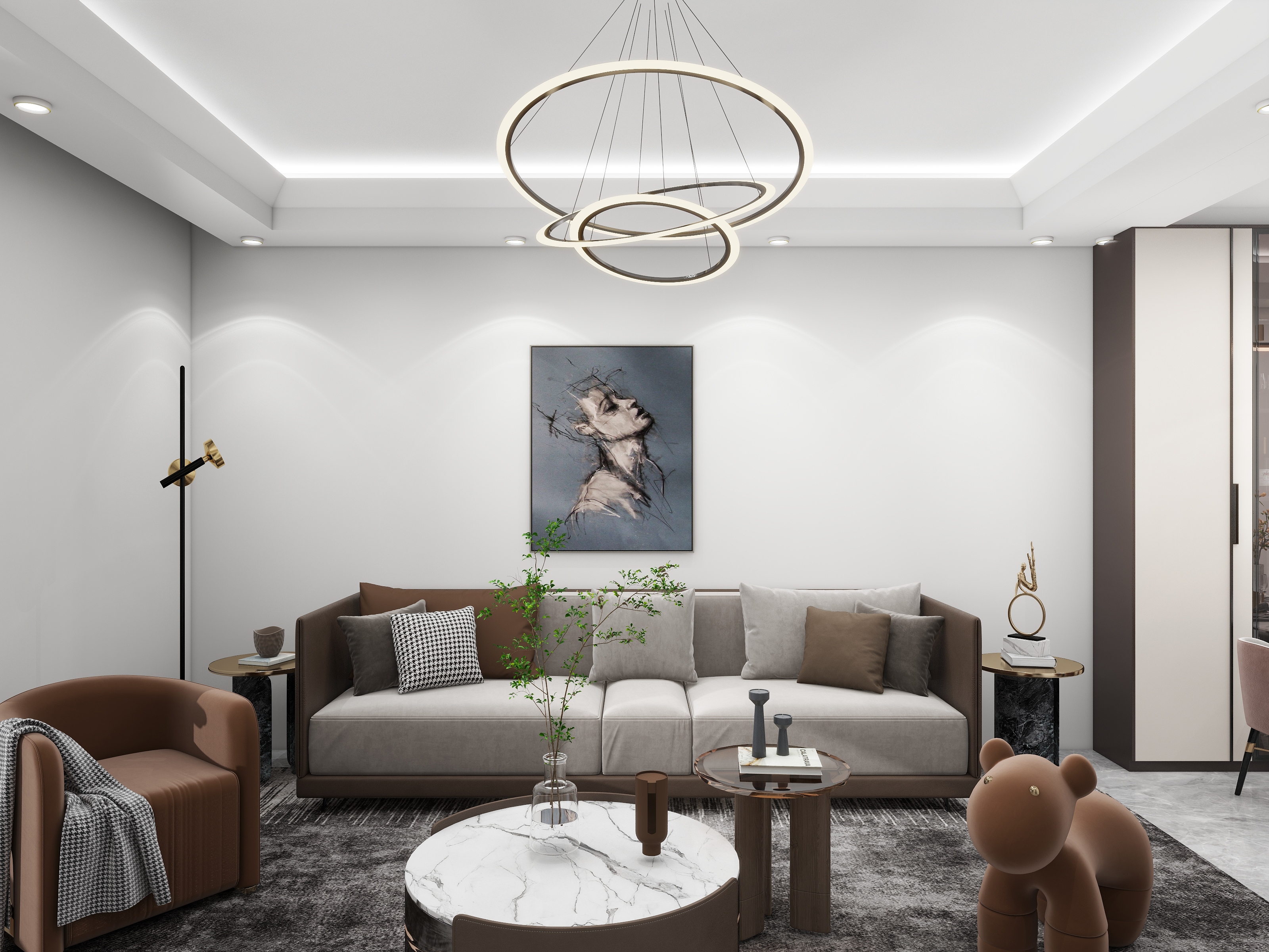 致娴小筑-招商奥体公园现代简约85㎡3室装修效果图