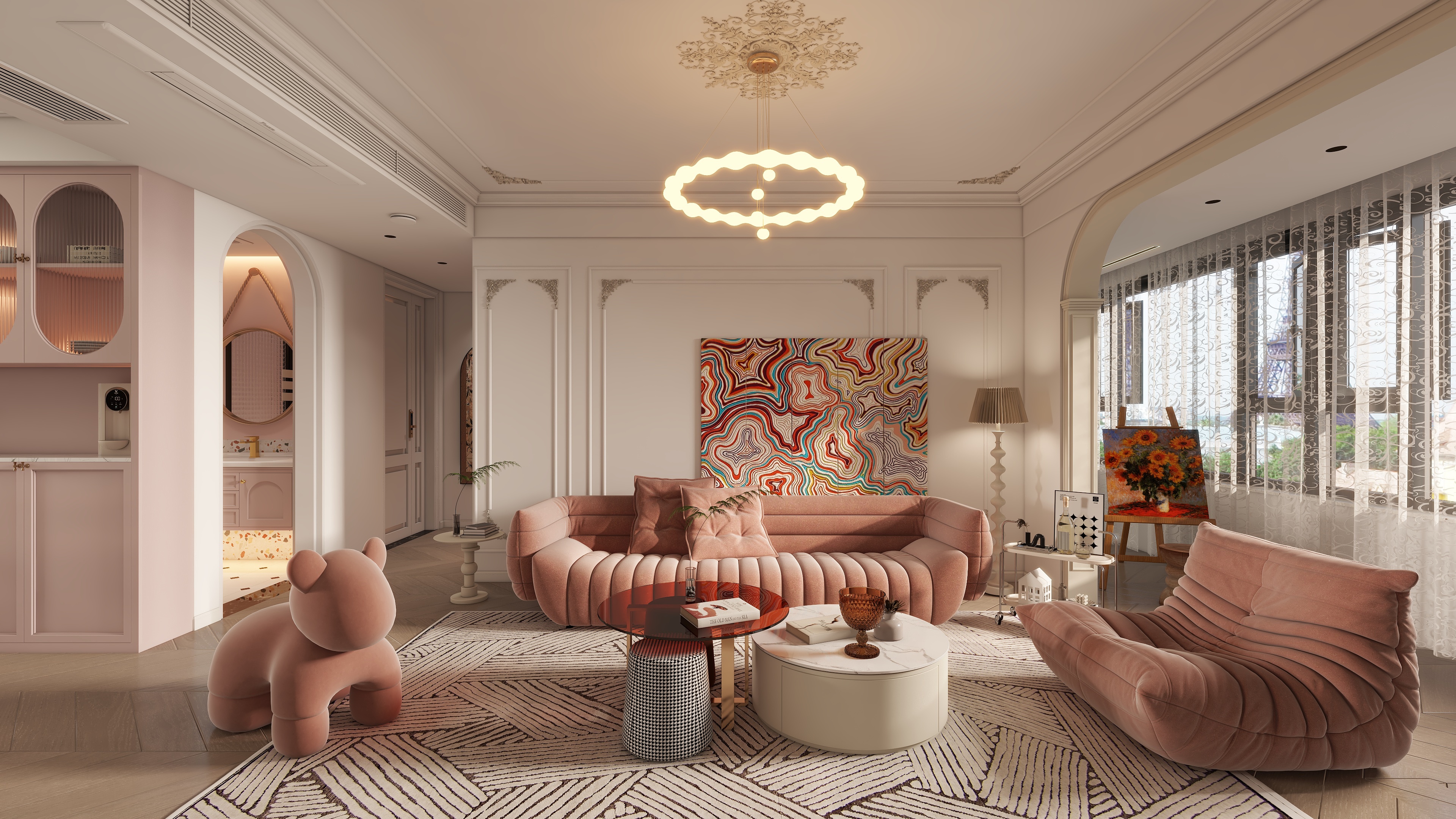 大金空调官方-120㎡Peach Fuzz新灵感,一起住进「桃里桃气」的家装修效果图