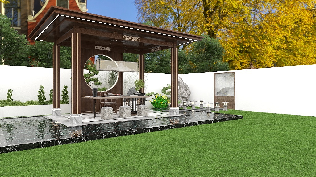 兮颜设计-【中庭】新中式庭院-装修设计方案