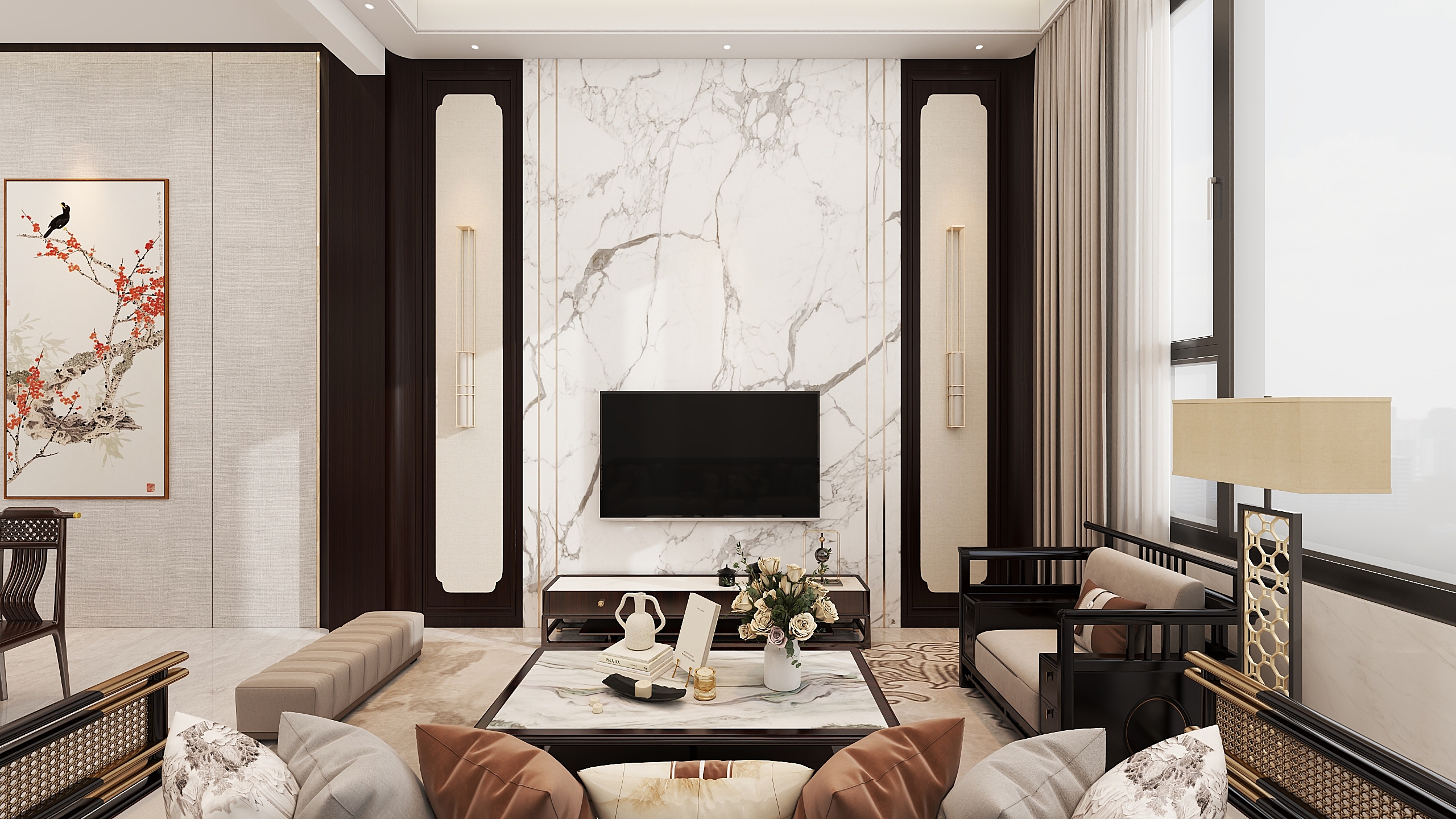 马佳奇-300平别墅新中式轻奢风—《史·意》-装修设计方案