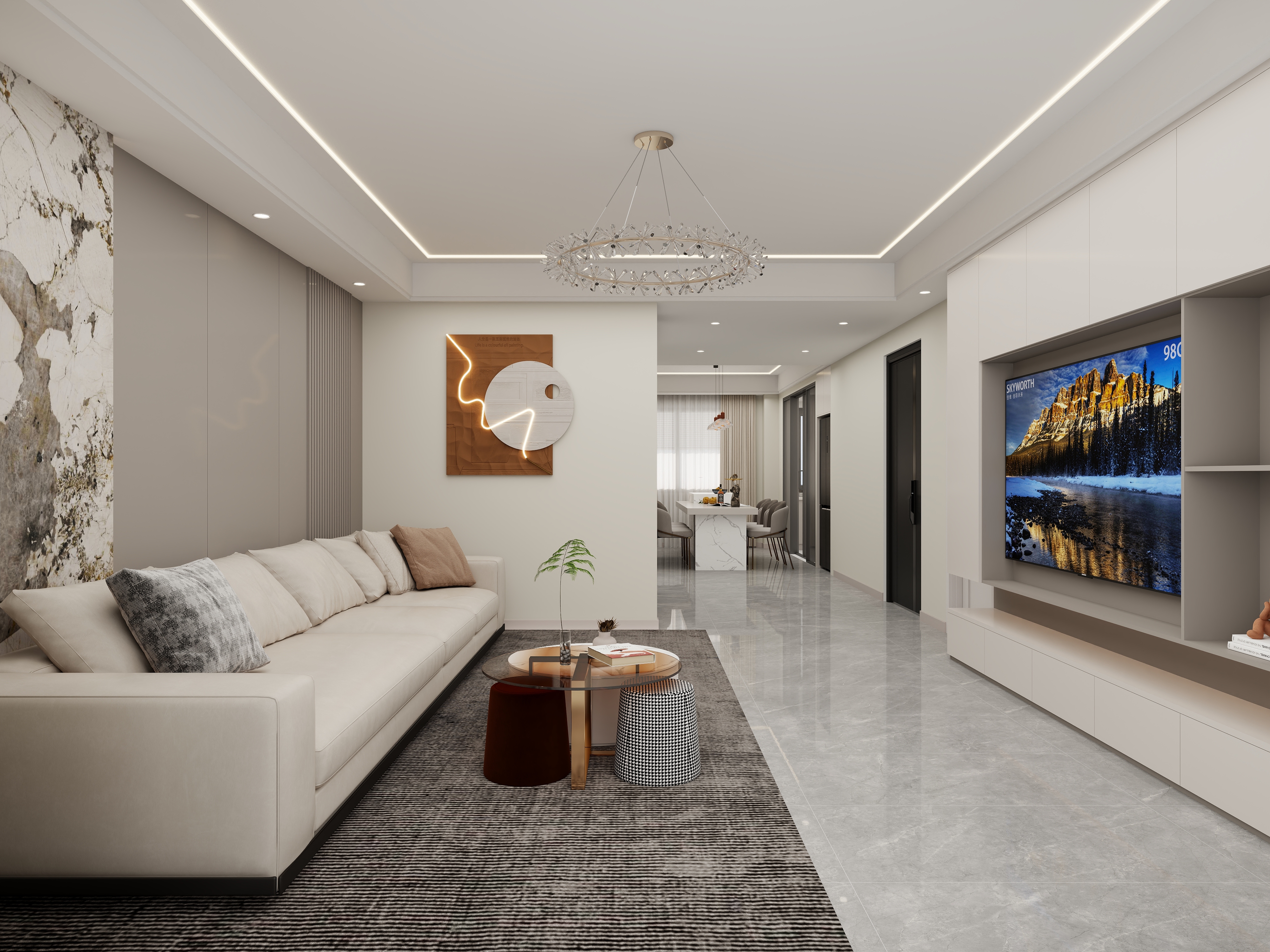 壹诺设计工作室-112㎡4室-现代简约装修效果图