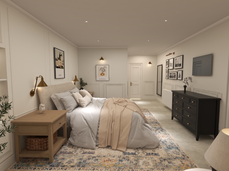 Minimalist Beige Bedroom with Natural Light