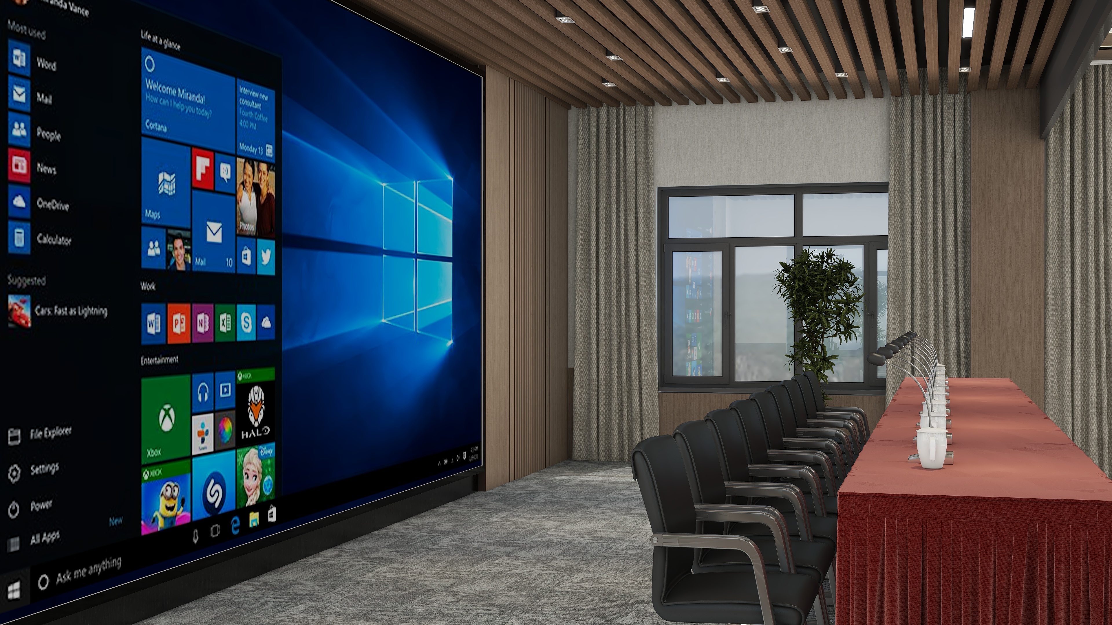 设计部丨哩-新中式丨蜂窝吊顶会议室-装修设计方案