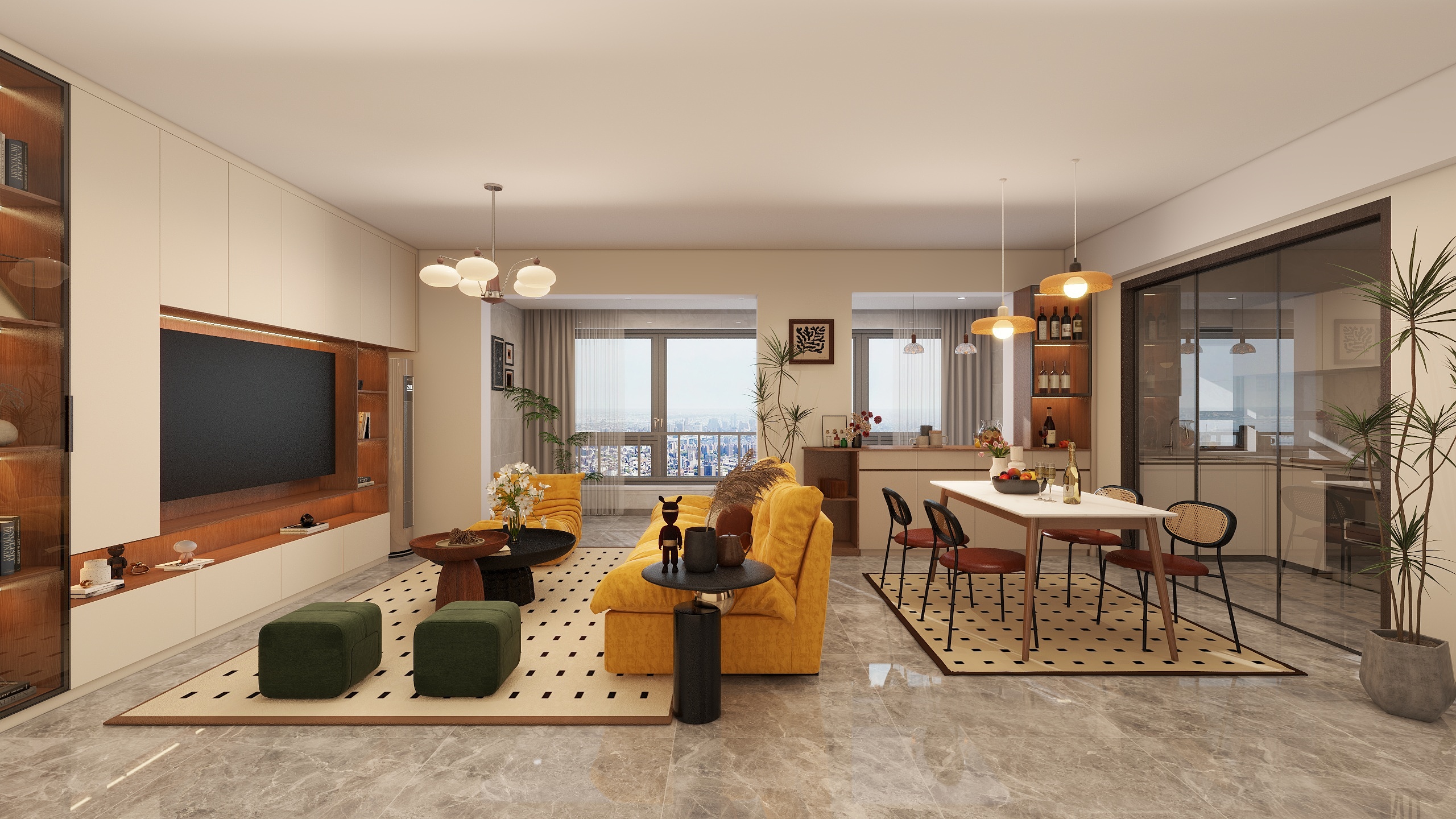 阿曼全屋定制-花花-中古风-120平米4房-装修设计方案