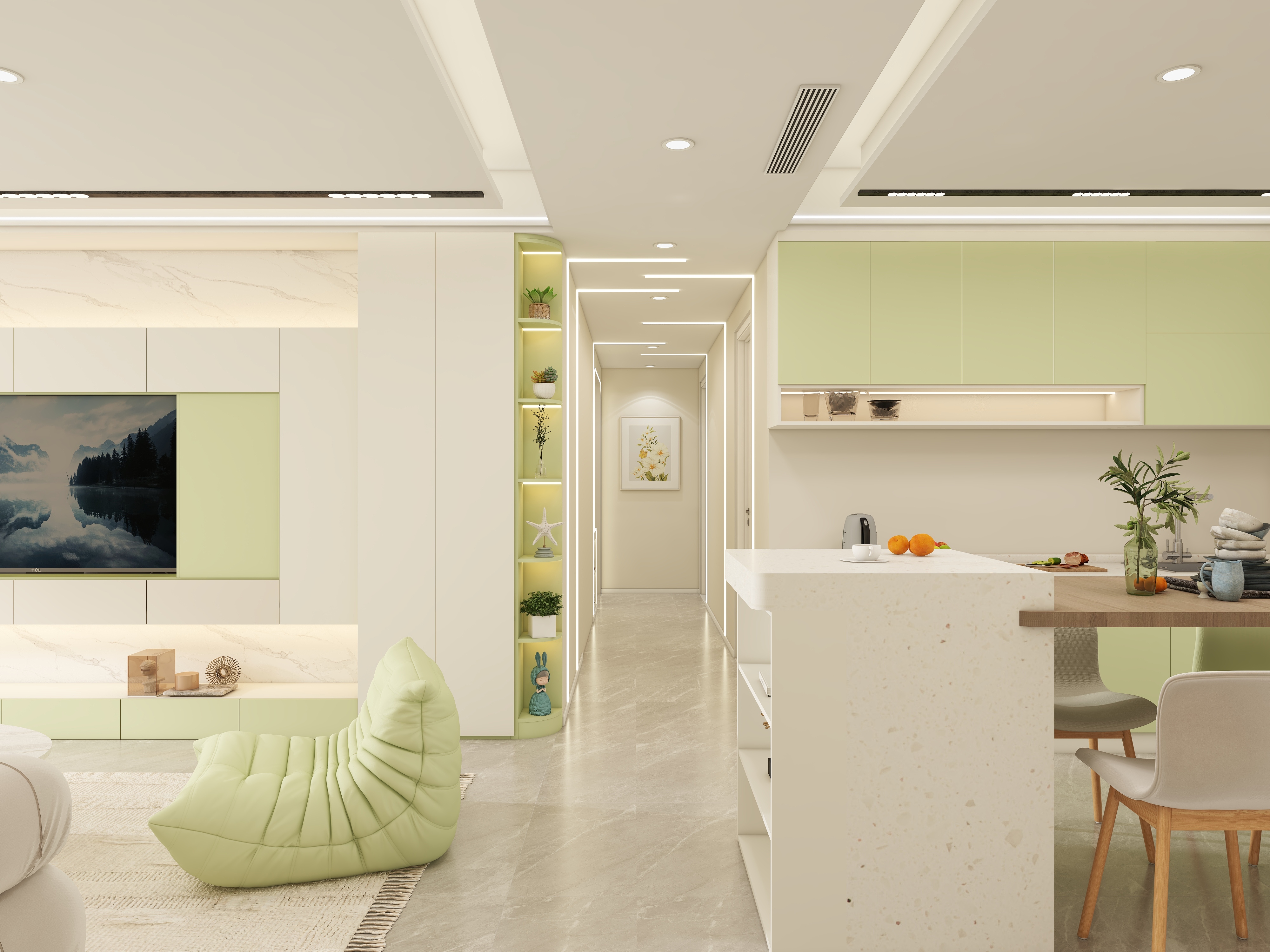 Gioia.-207m²奶油绿-装修设计方案