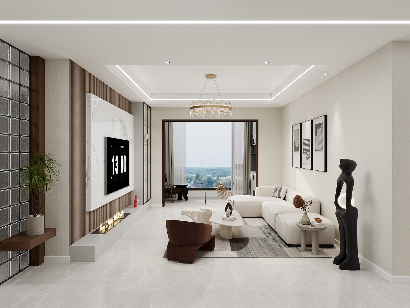 100元设计方案-130m²现代简约风格设计装修效果图