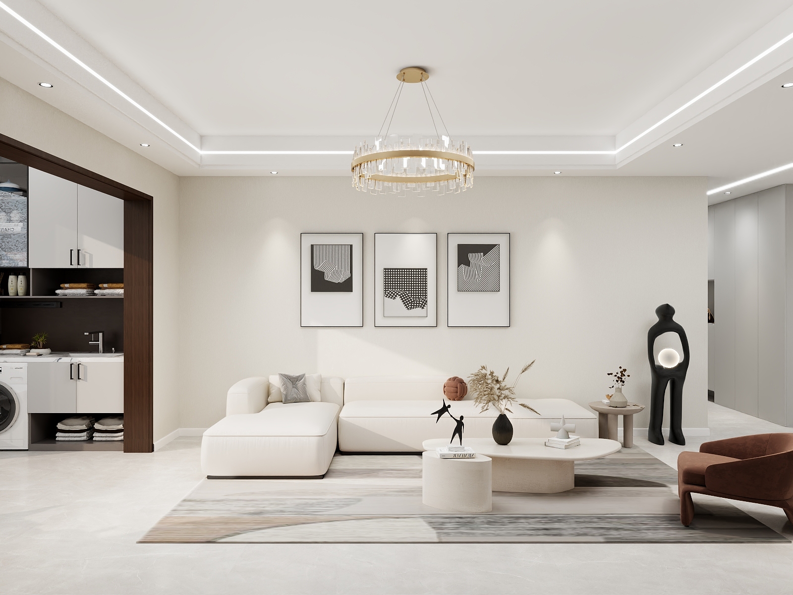 100元设计方案-130m²现代简约风格设计装修效果图