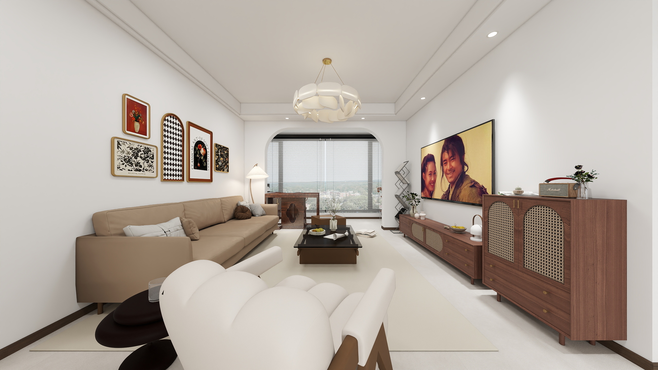 單調ing-中古117㎡客餐厅-装修设计方案