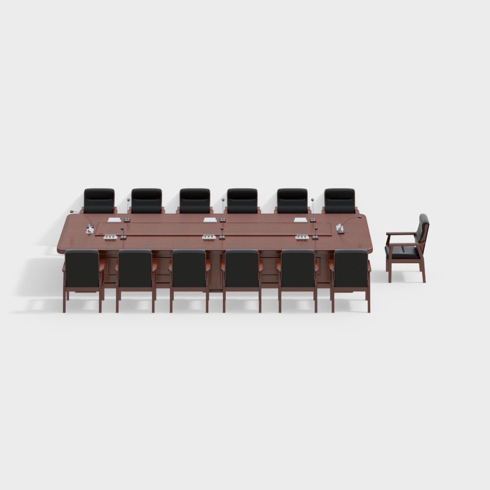 现代简约会议桌椅组合3D模型