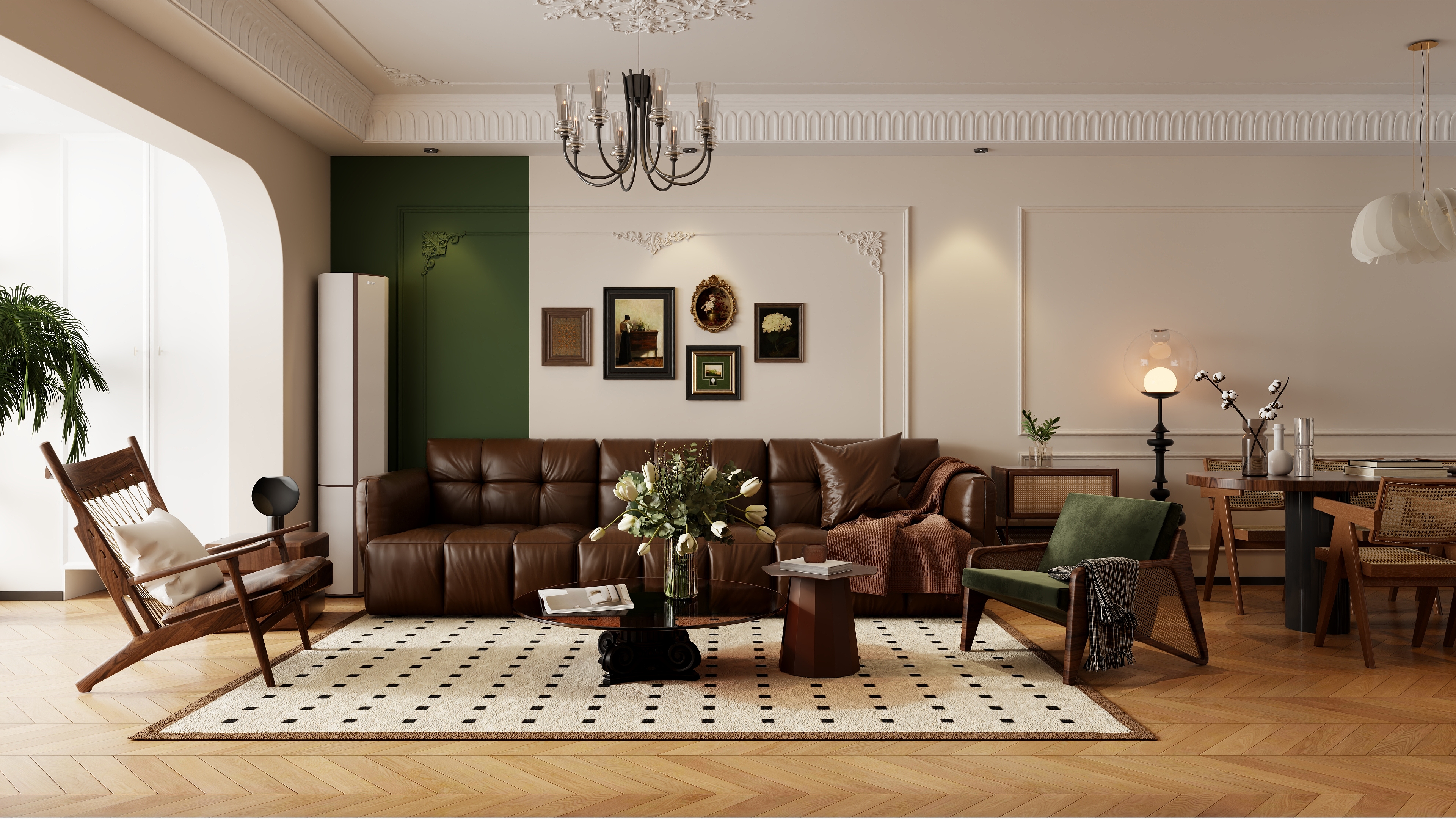 龙珠设计-复古法式113㎡3室装修效果图