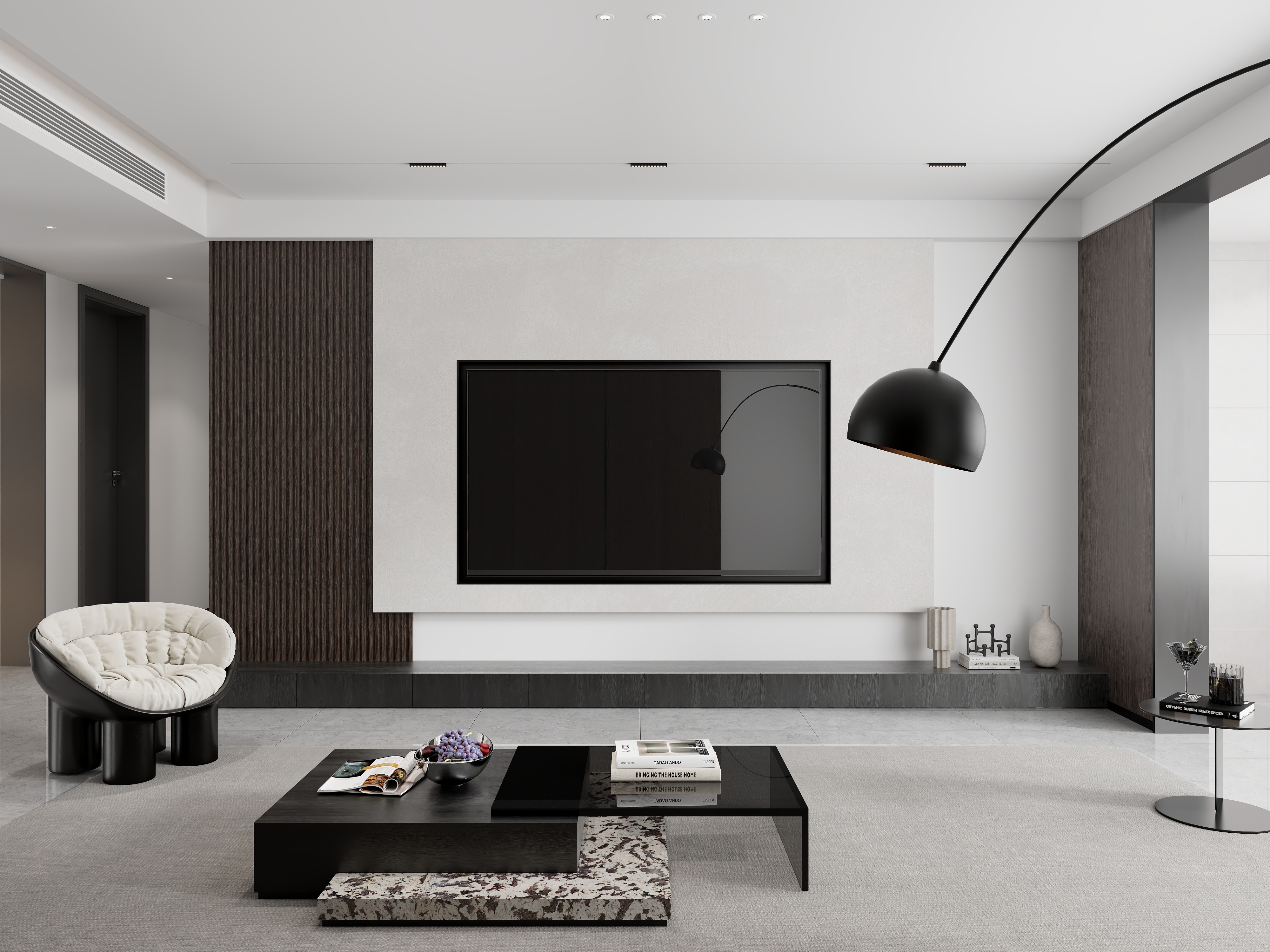 小白女士-现代黑白灰155三室两厅-装修设计方案