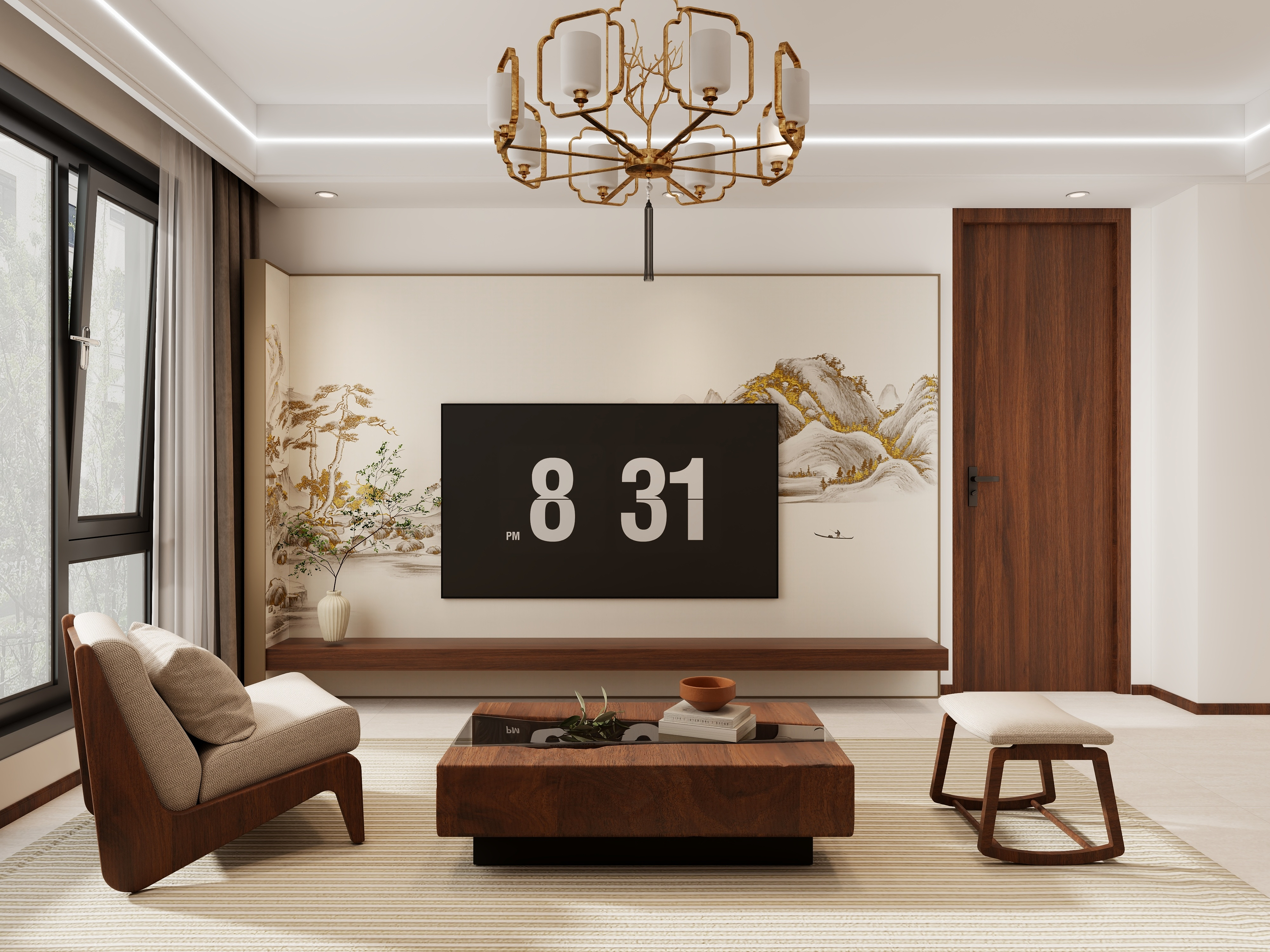 沐光|知行视觉设计工作室-阿东-禅意中式-4室2厅120平装修效果图