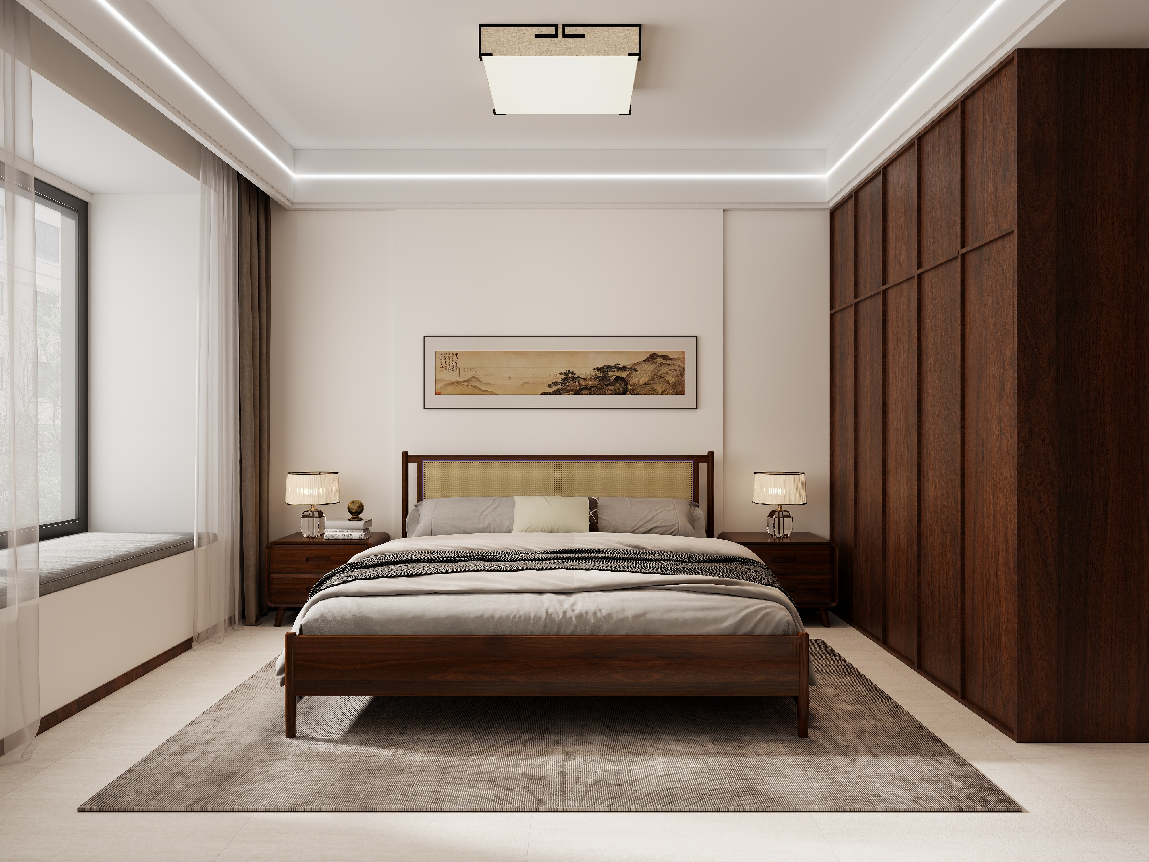 沐光|知行视觉设计工作室-阿东-禅意中式-4室2厅120平装修效果图