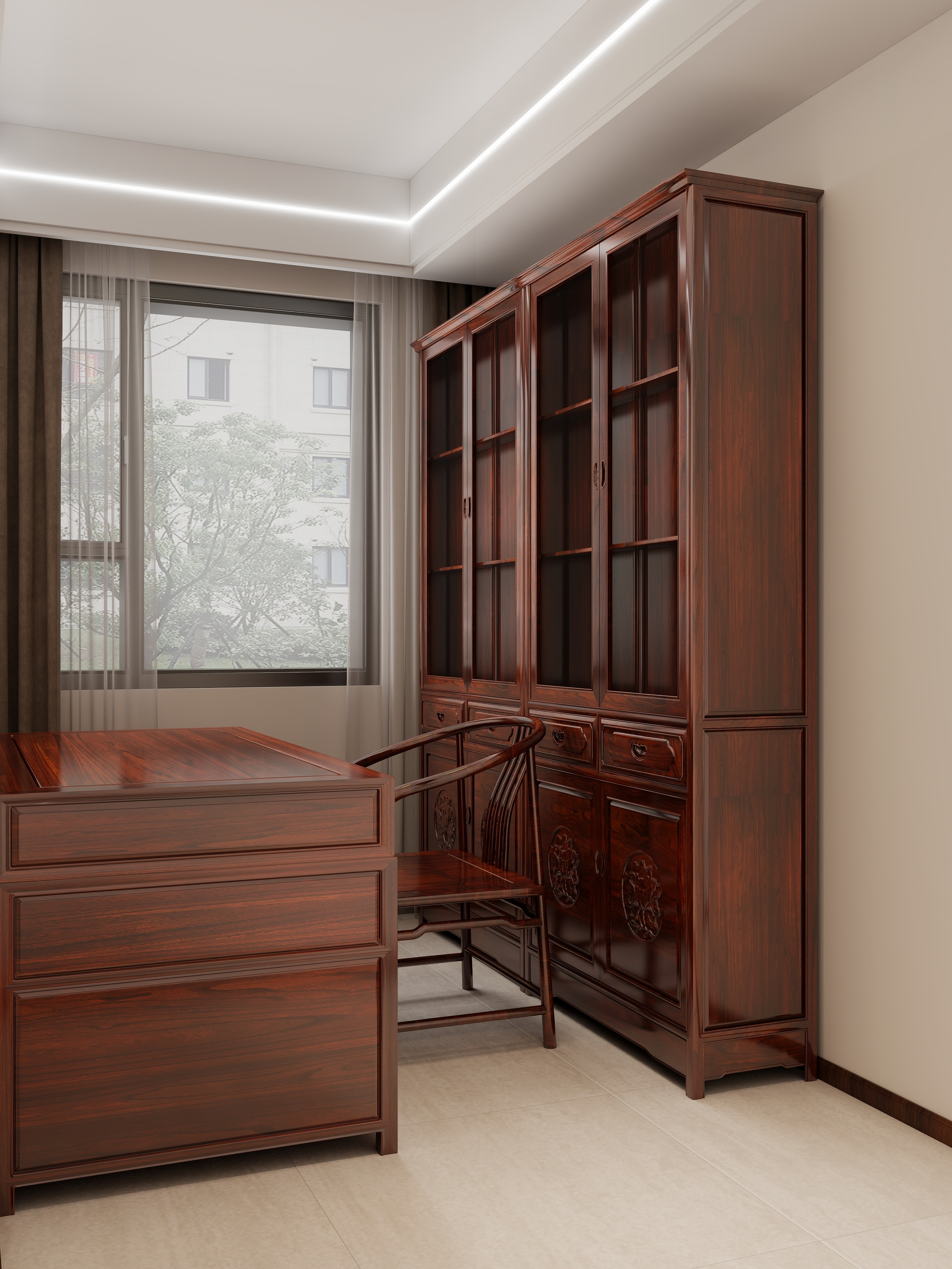 沐光|知行视觉设计工作室-阿东-禅意中式-4室2厅120平装修效果图