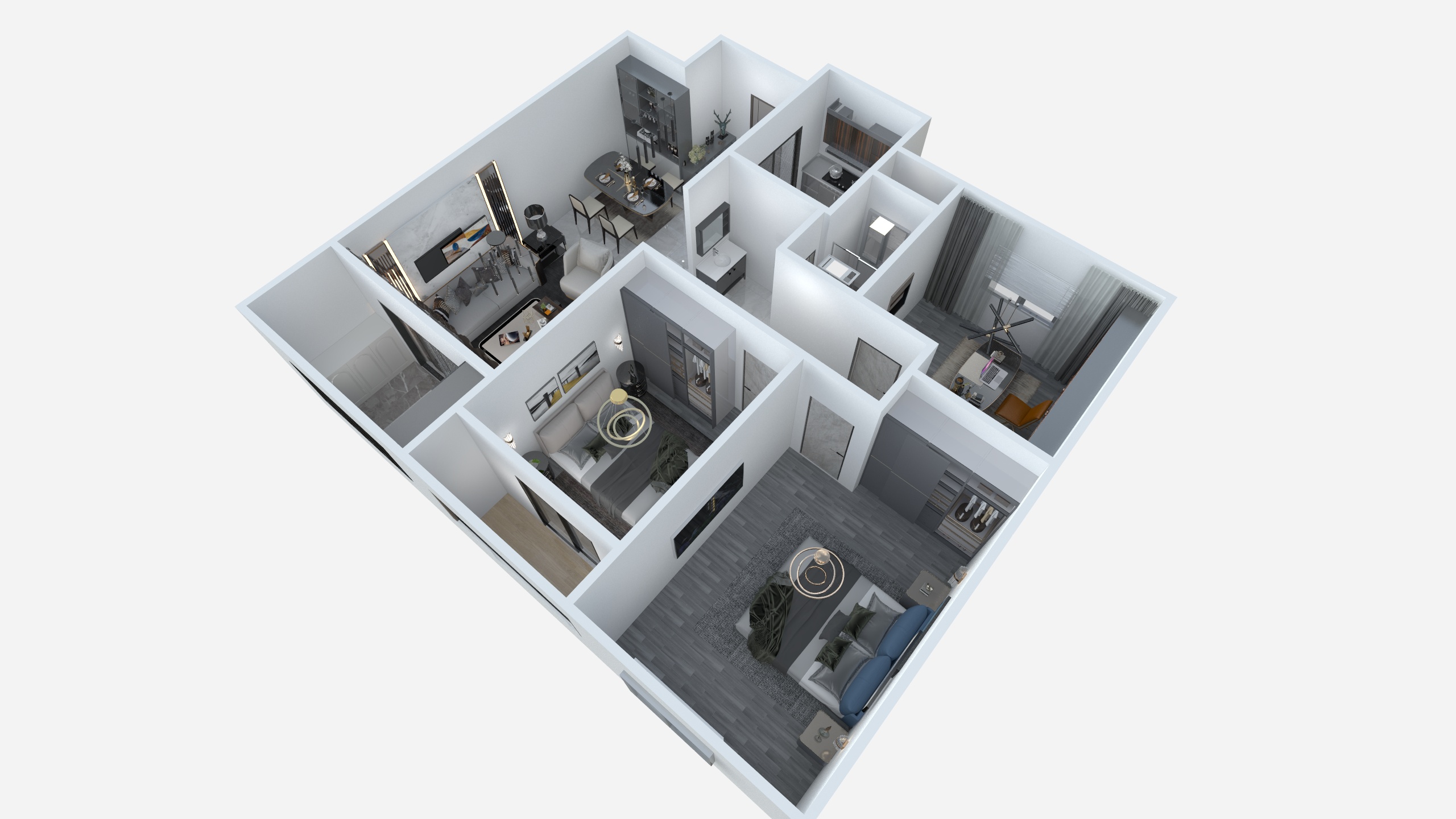 楷模设计-天朗长安97㎡3室-装修设计方案