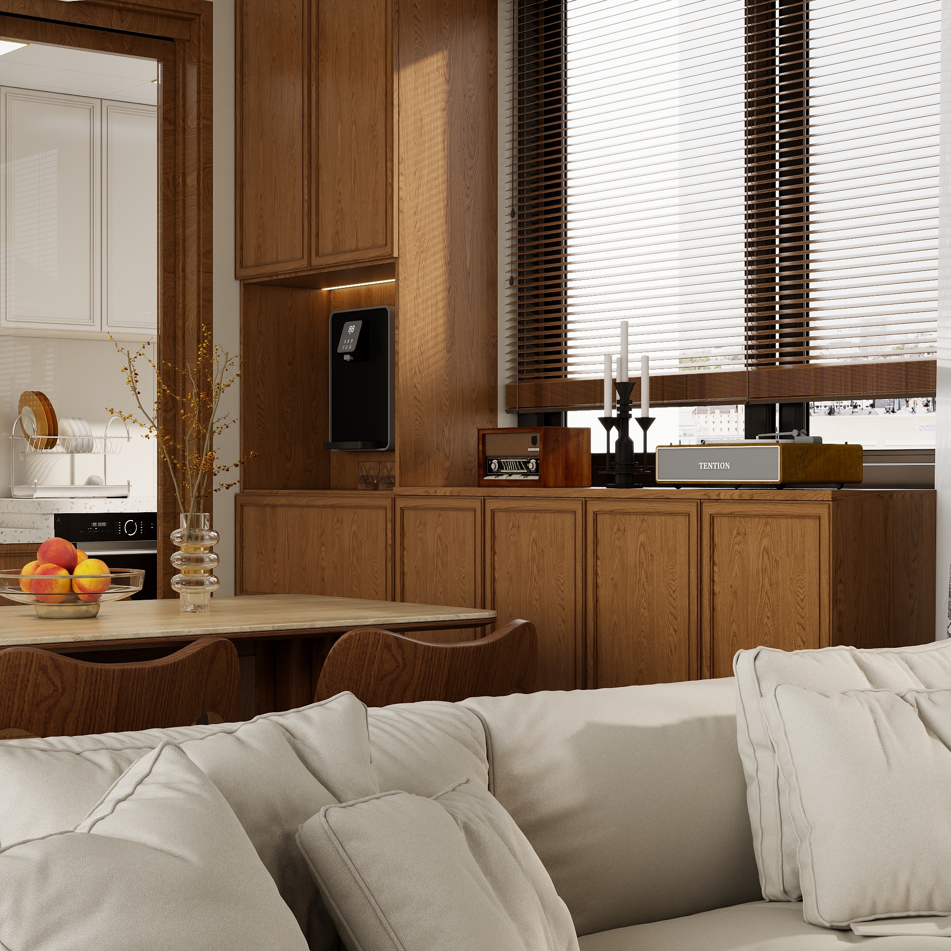 QC設記-世城悦湖中古奶油风装修效果图