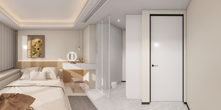 室内设计师啊豪-121平方米-现代奶油-装修设计方案