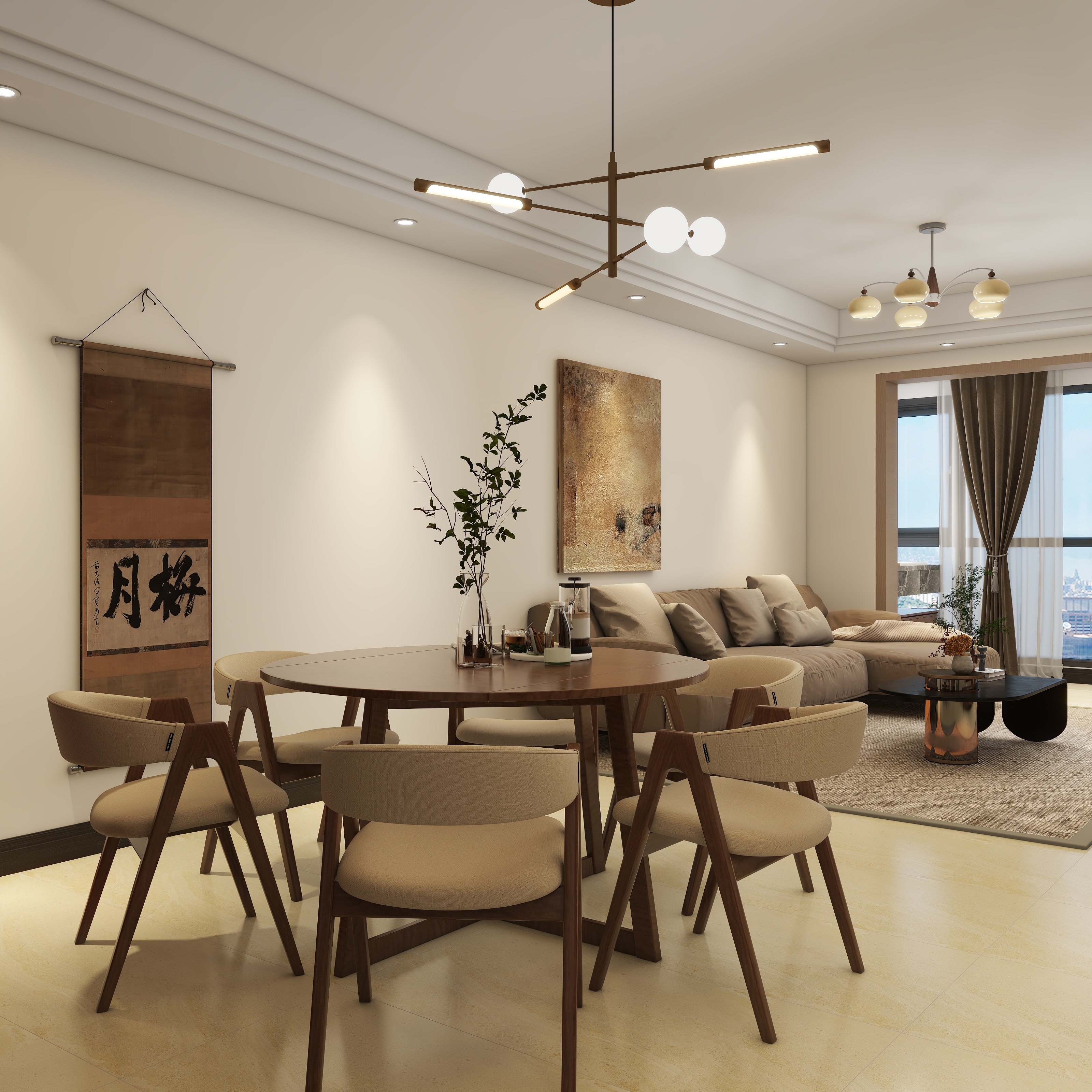 玟佰-现代中古风138㎡4室-装修设计方案