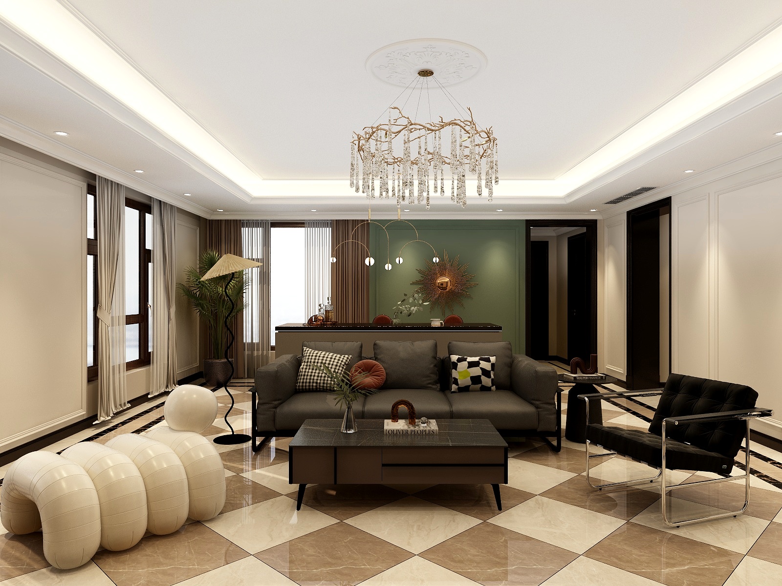 720全景效果图库-法式复古144平3房-装修设计方案