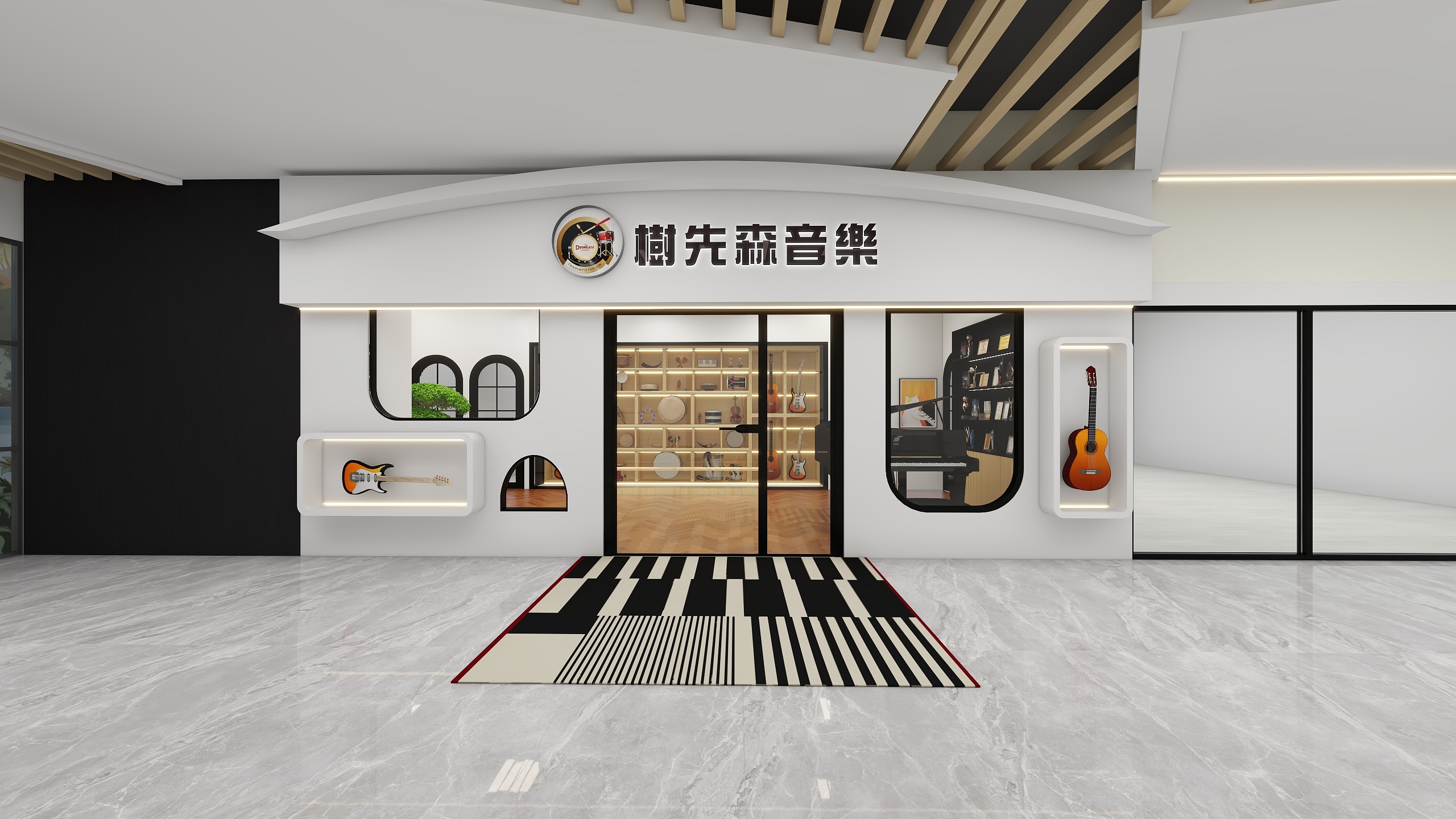 南京鲸曦宇传媒广告有限公司-现代简约323㎡音乐培训室内及店招-装修设计方案