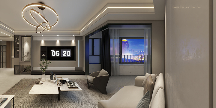 Mr言-现代轻奢三房夜晚-装修设计方案