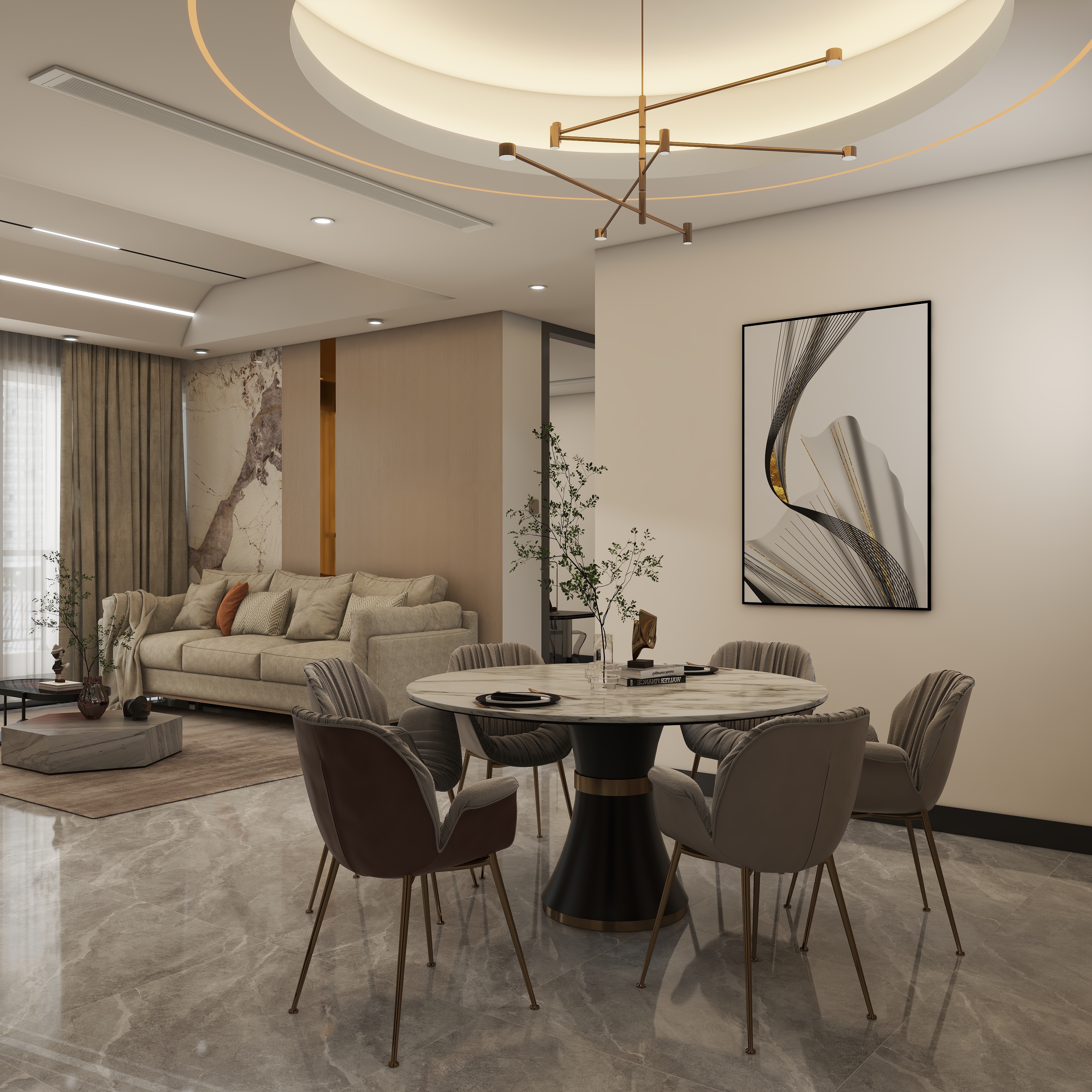 玟佰-奥园观湖尚居120㎡4室-现代轻奢-装修设计方案