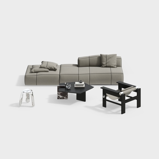 Black, white and grey living room sofa combination