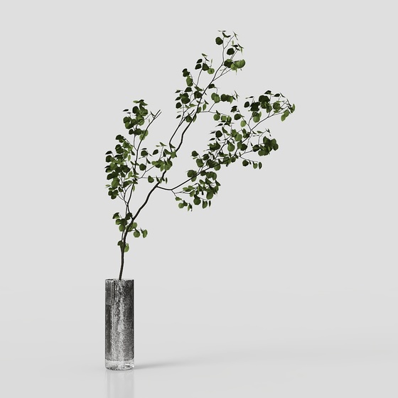 Simple living room vase green plant