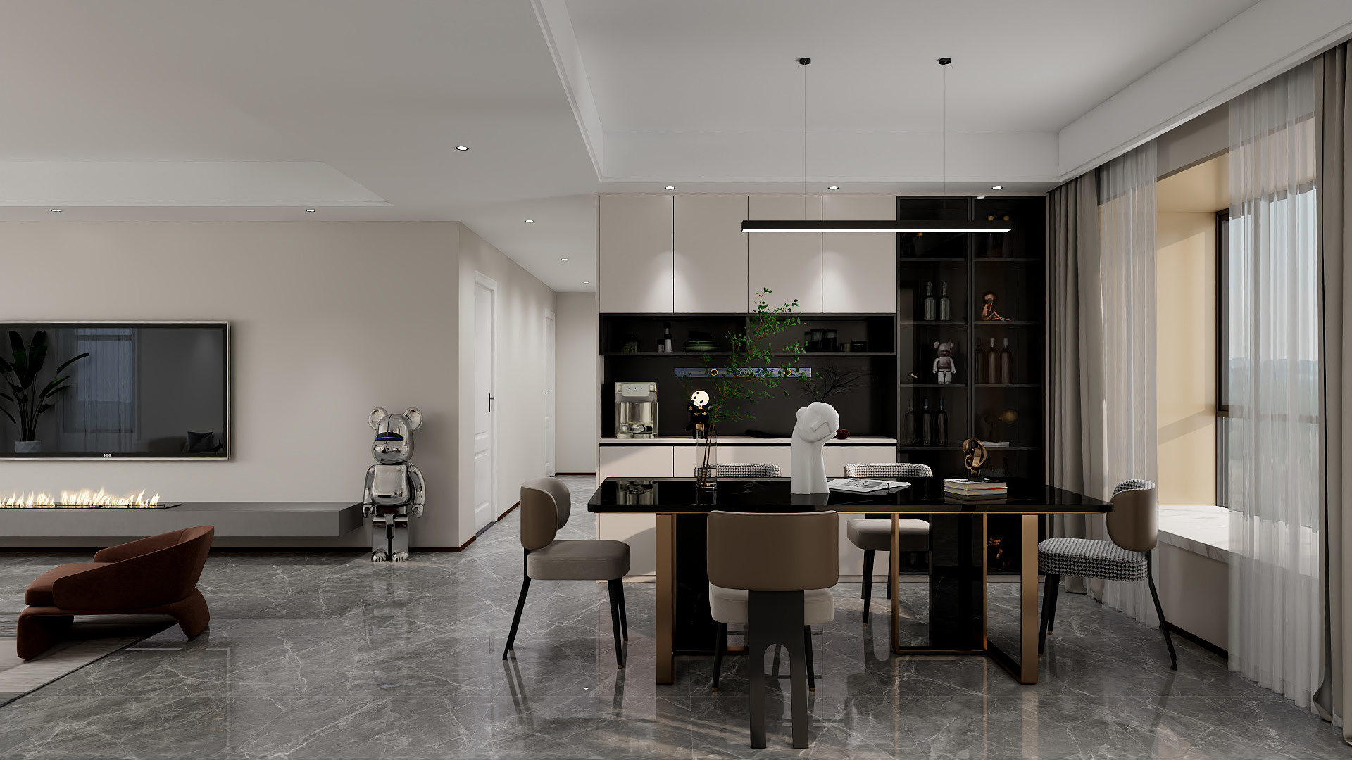 100元设计方案-200m²现代简约风格设计装修效果图