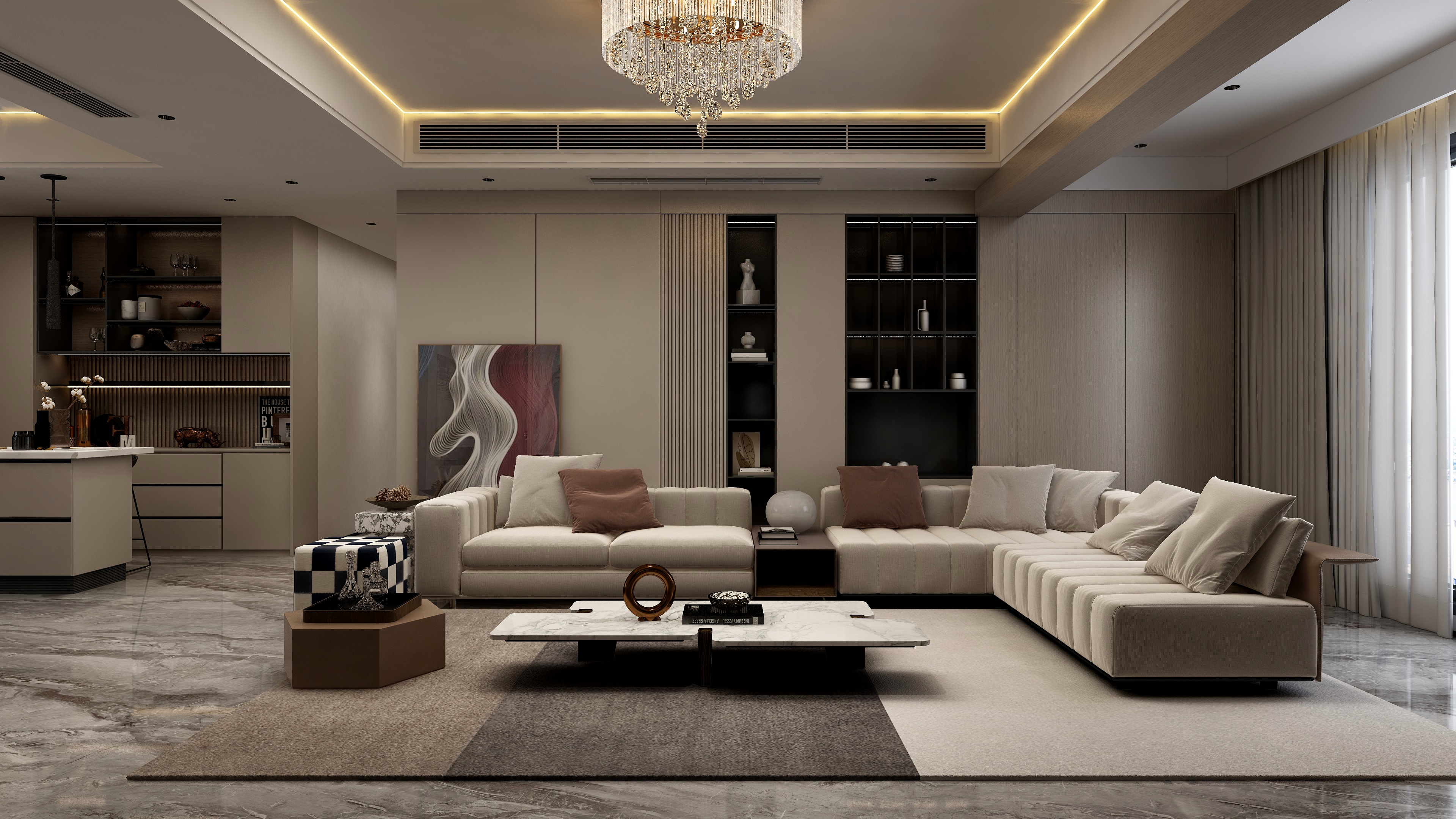 张煜强煜境设计-149平米意式轻奢四房装修效果图