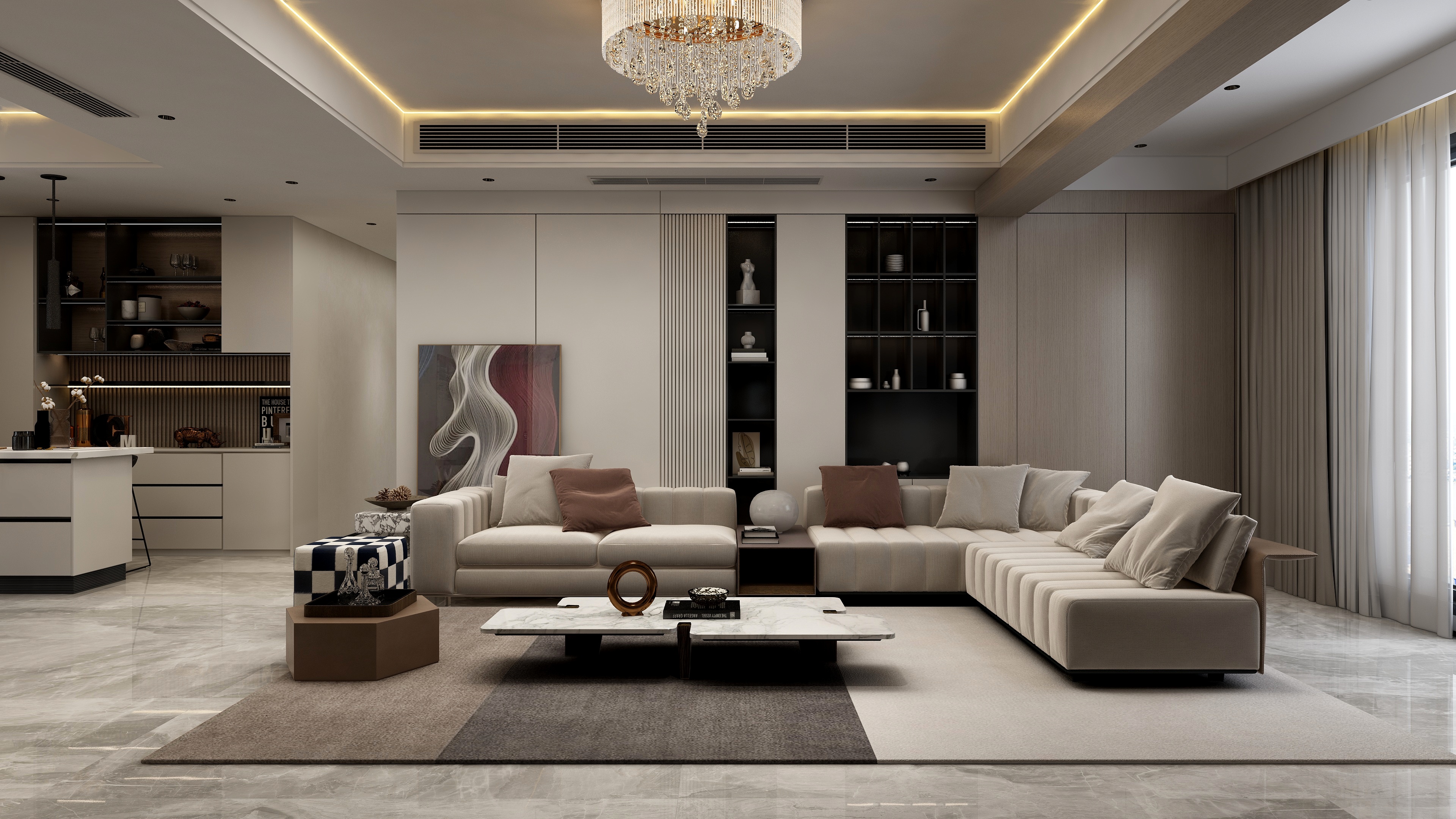 张煜强煜境设计-149平米现代意式四房装修效果图