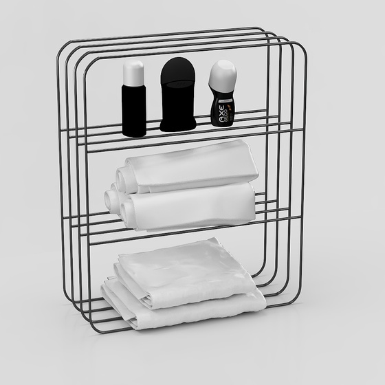Industrial Sink Towel Rack 3D Model in Gray for Functional Spaces