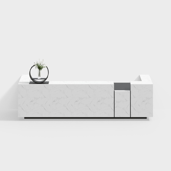 Modern Sales Office Reception Bar 3D Model in Black Finish