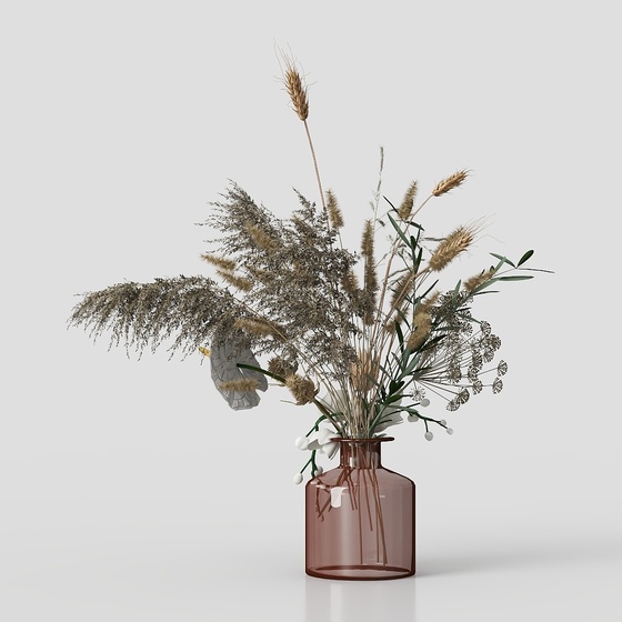 Simple European Florist Decoration 3D Model in Wood Color