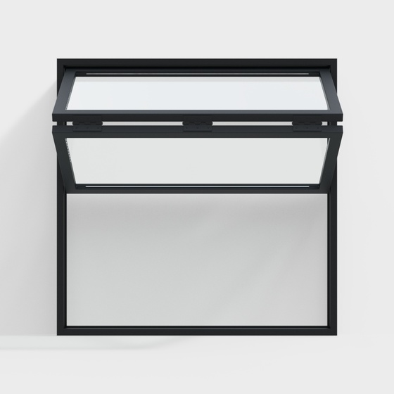 Modern Black Bathroom Folding Window 3D Model