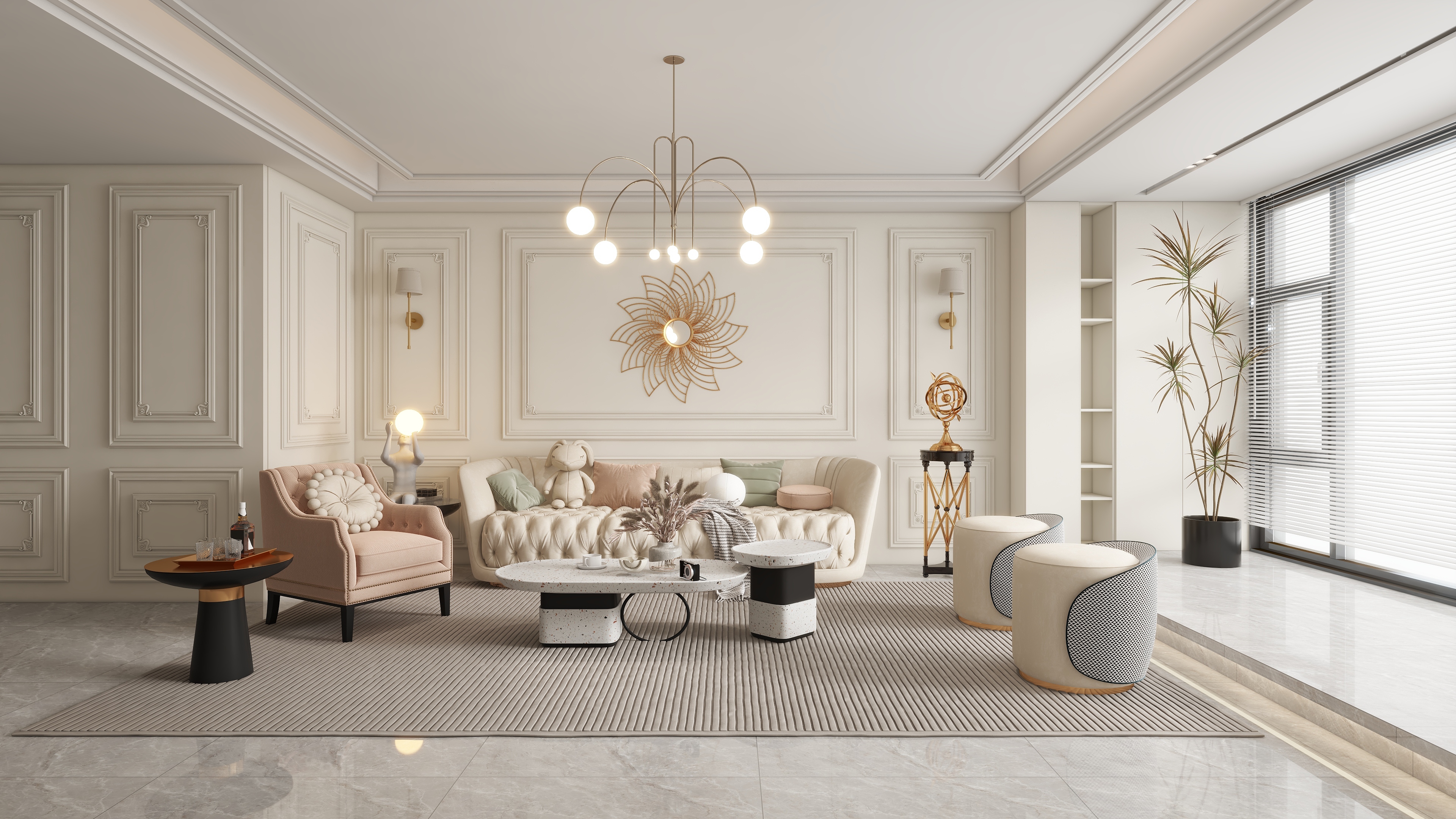 BS效果图-简欧客厅案例-装修设计方案