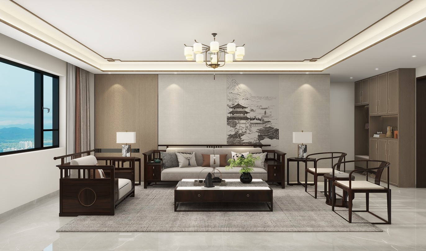 李青越-140平方新中式三居室装修效果图