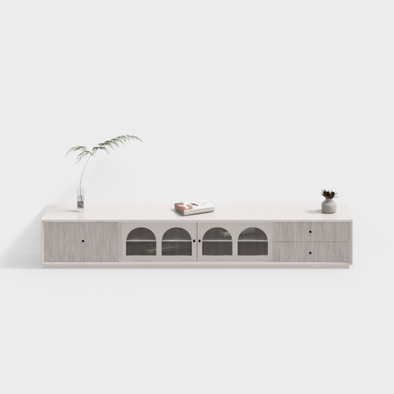 Modern Cream Air TV Cabinet 3D Model in Wood Color