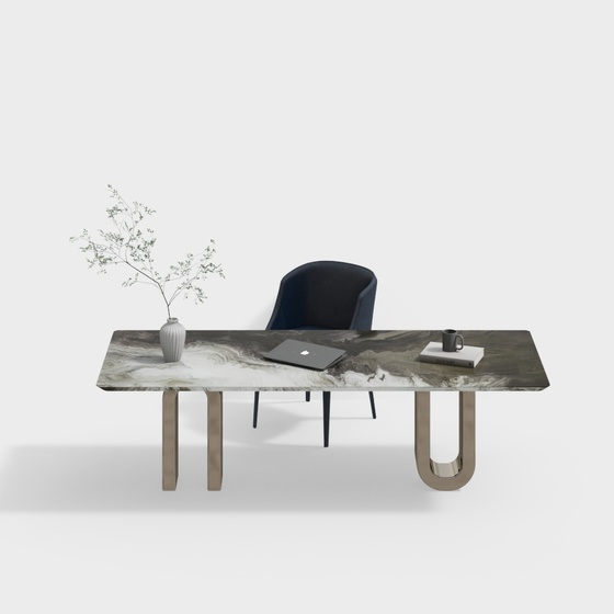 Modern study table chair green plant combination