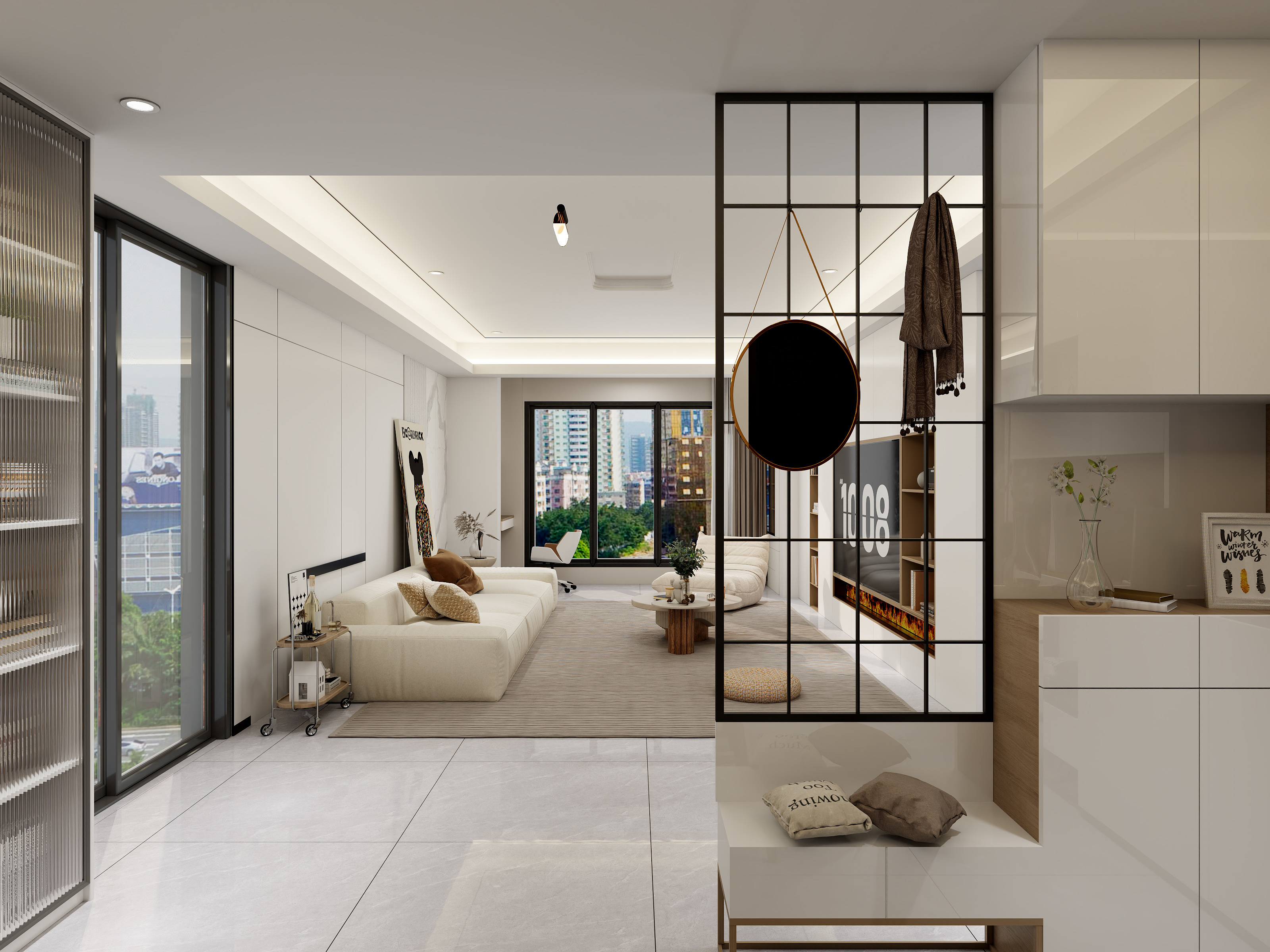 李林-现代简约89㎡1室装修效果图