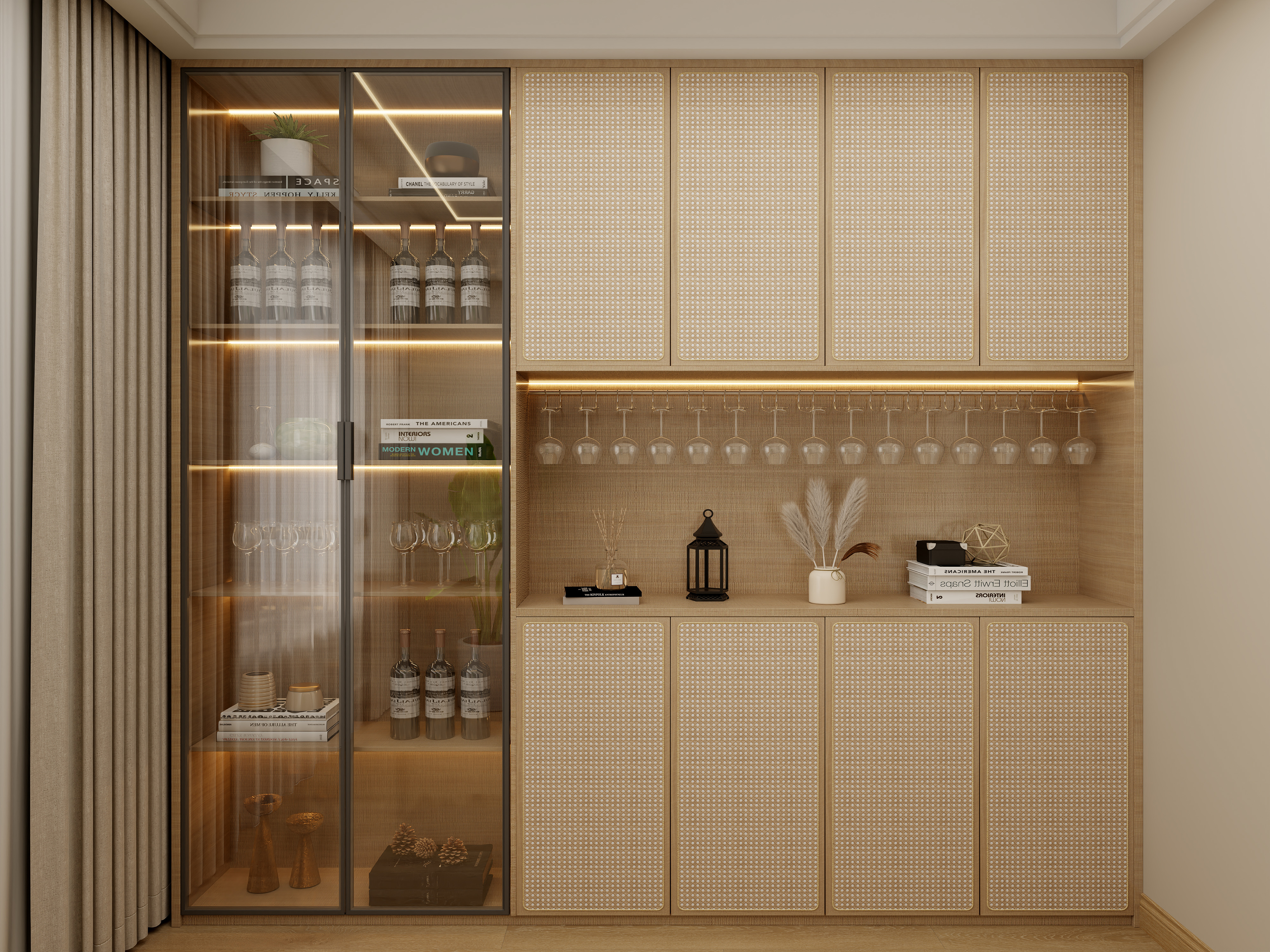 壹诺设计工作室-日式风 二层酒柜装修效果图第1张