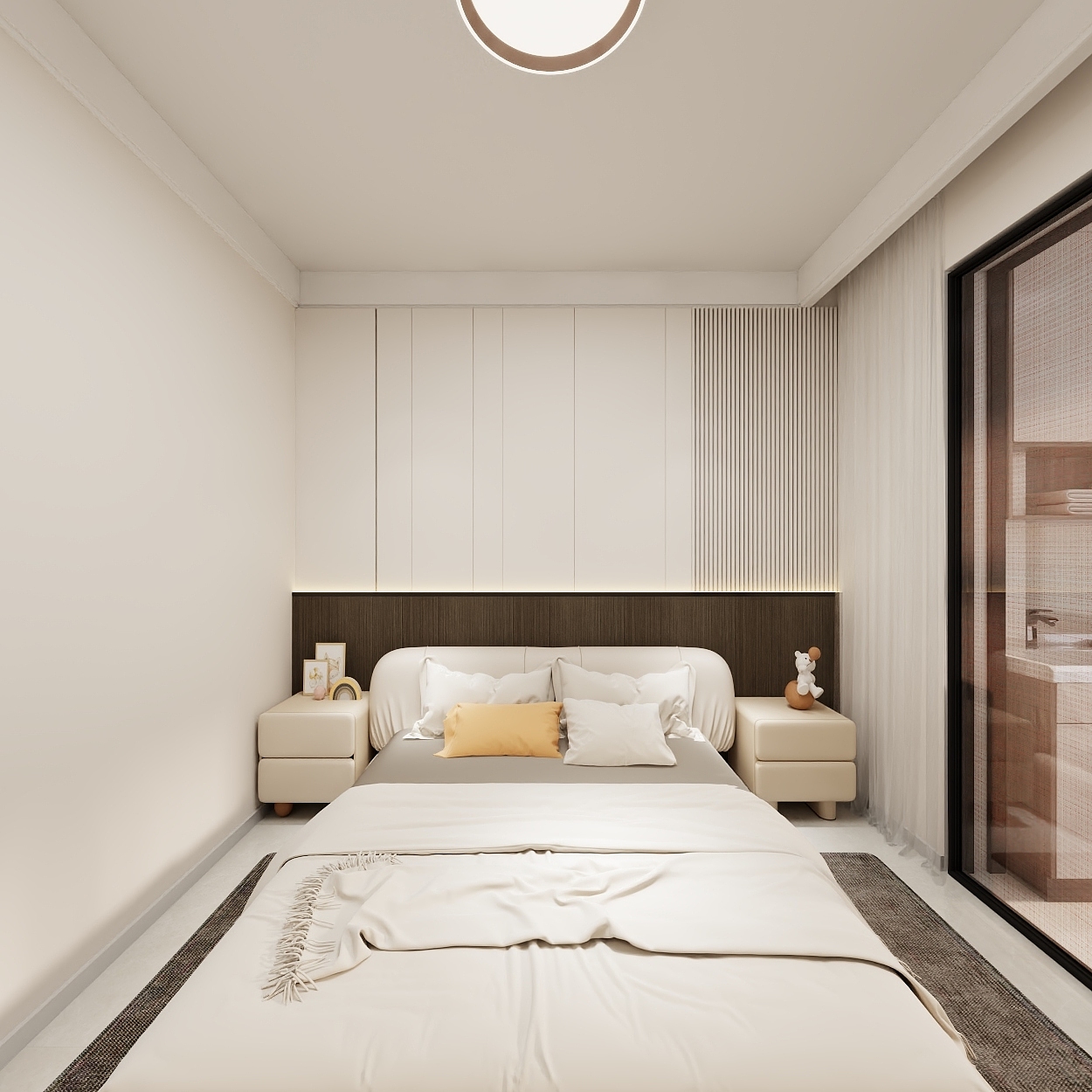 艺雅丽-106平奶油风格一层主卧装修效果图第3张