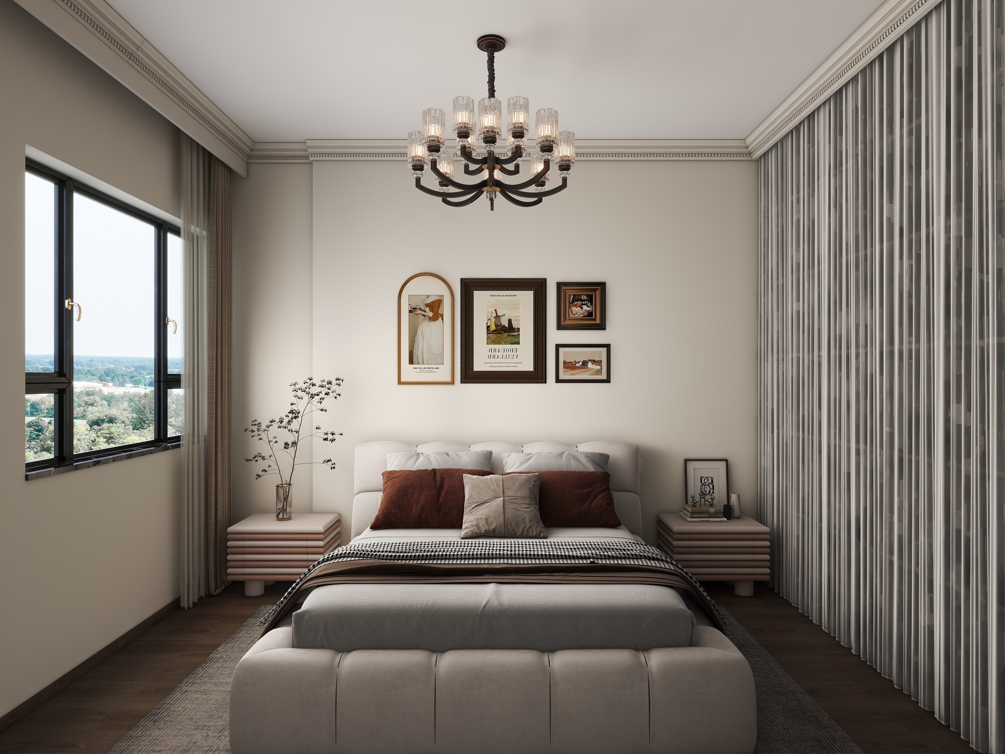 鹿777-轻奢美式家装110平装修效果图