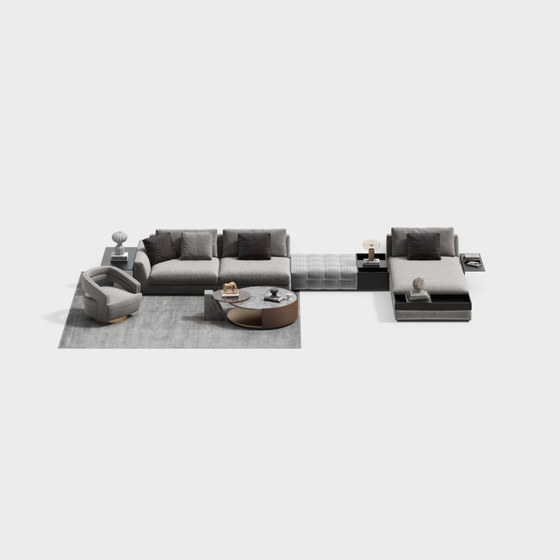 Modern living room fabric sofa coffee table