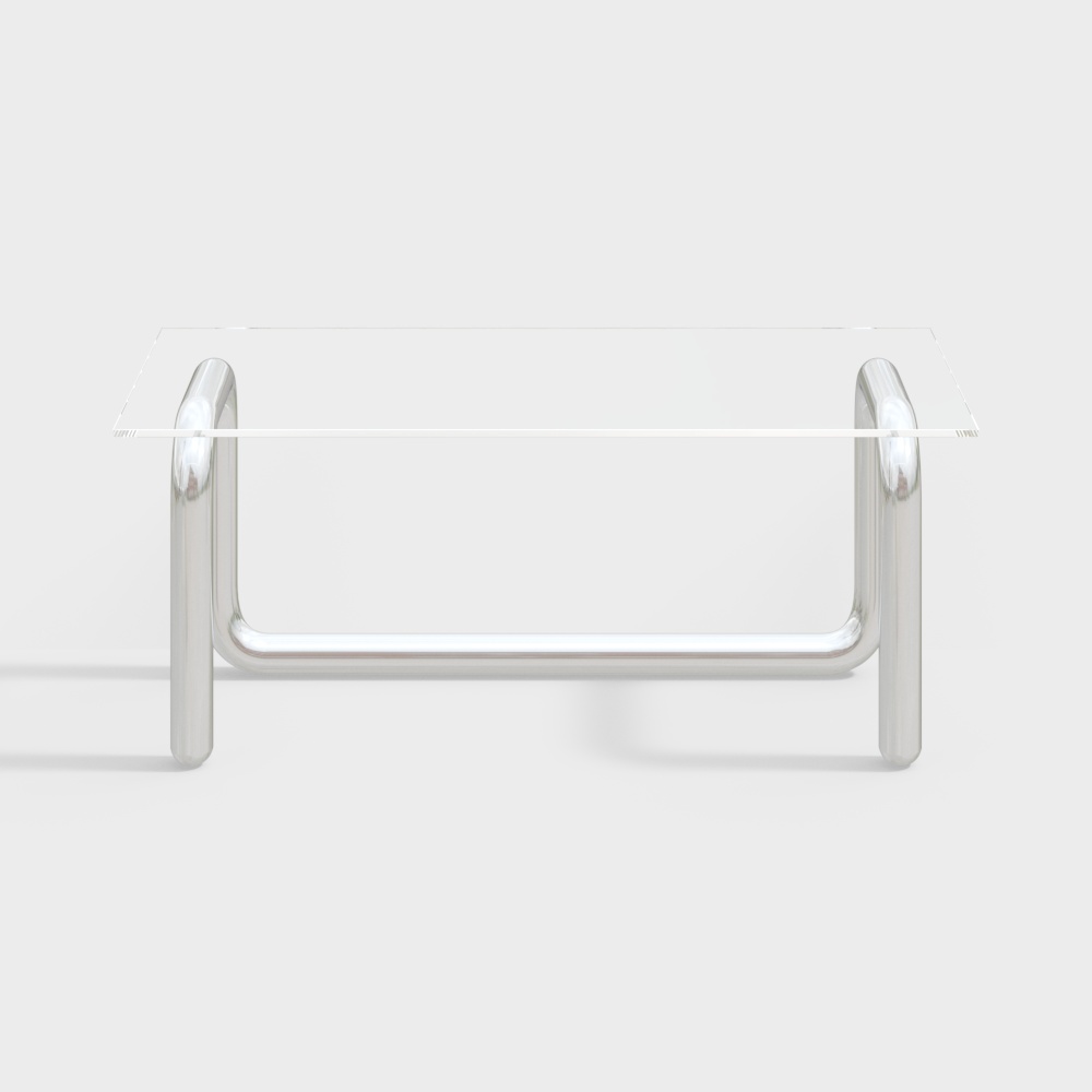 现代长方形玻璃餐桌3D模型