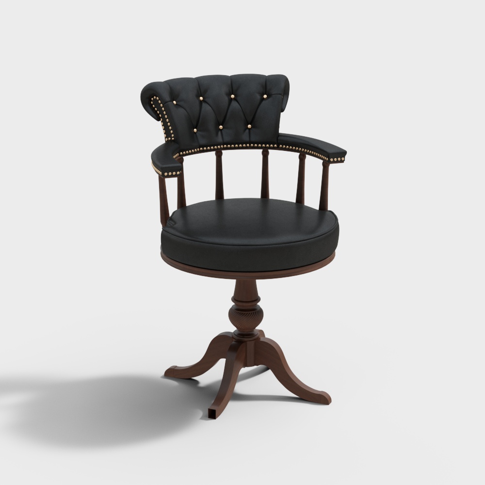 法式黑色皮艺餐椅3D模型
