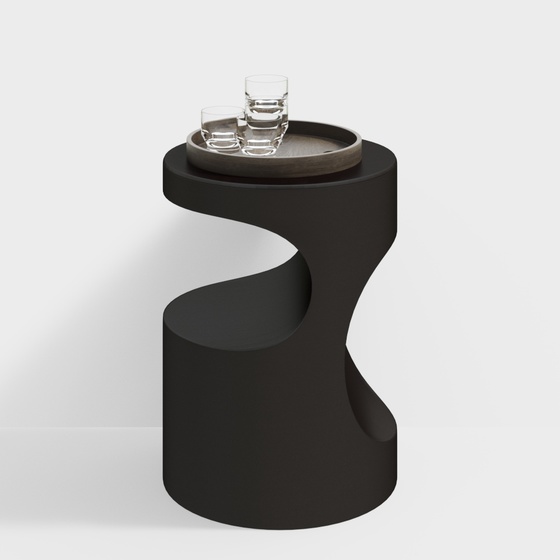 Modern Nightstand 3D Model in Black