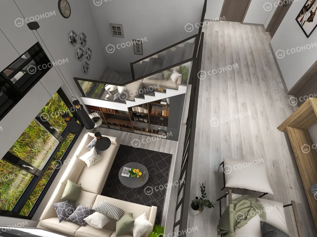 Ligia的装修设计方案:Two-story living room